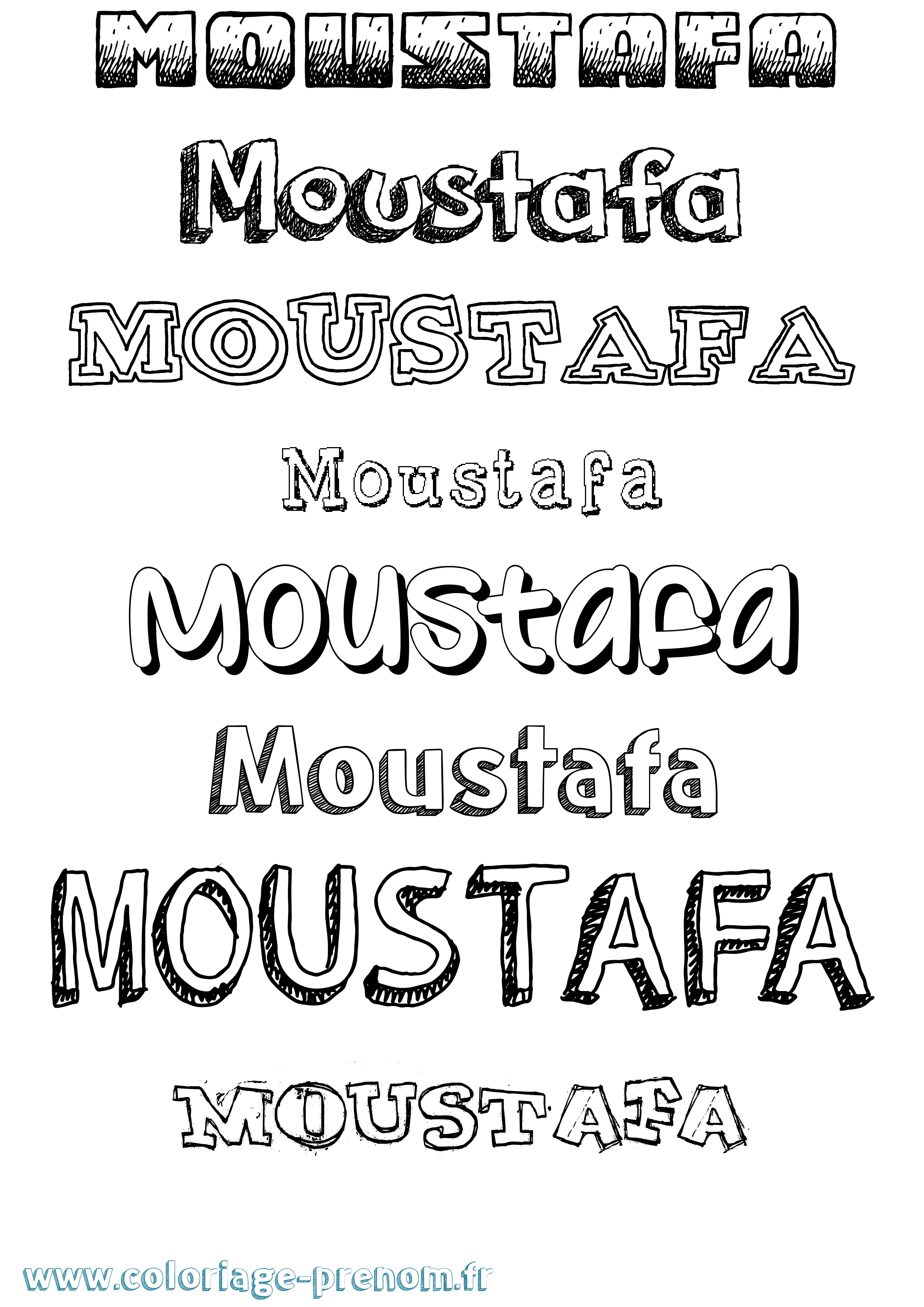 Coloriage prénom Moustafa Dessiné