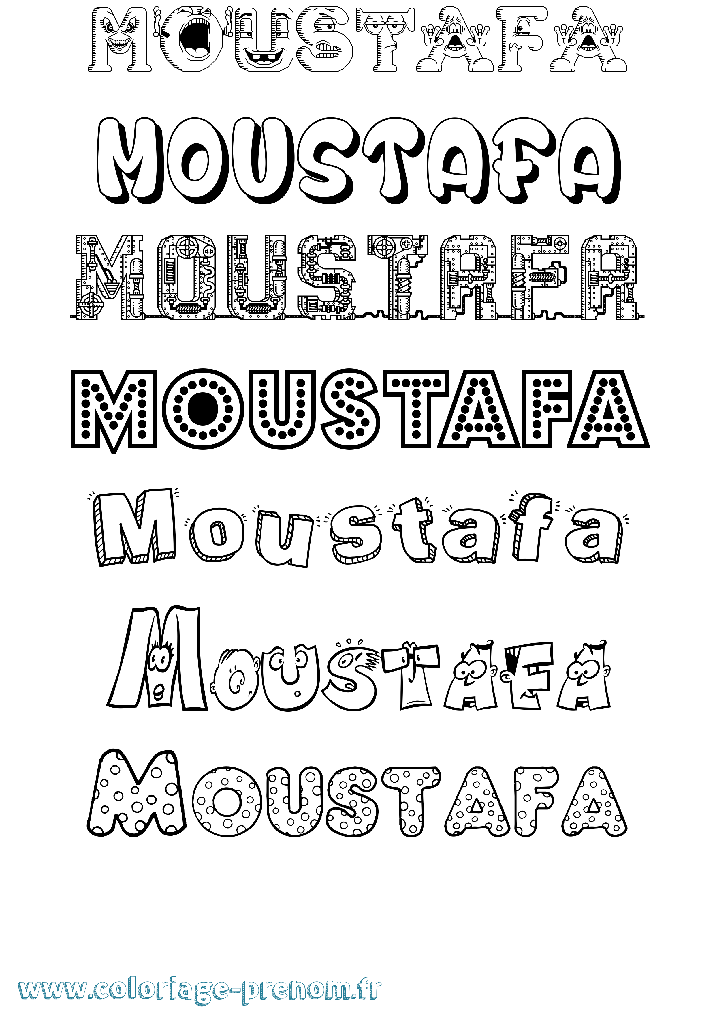 Coloriage prénom Moustafa Fun