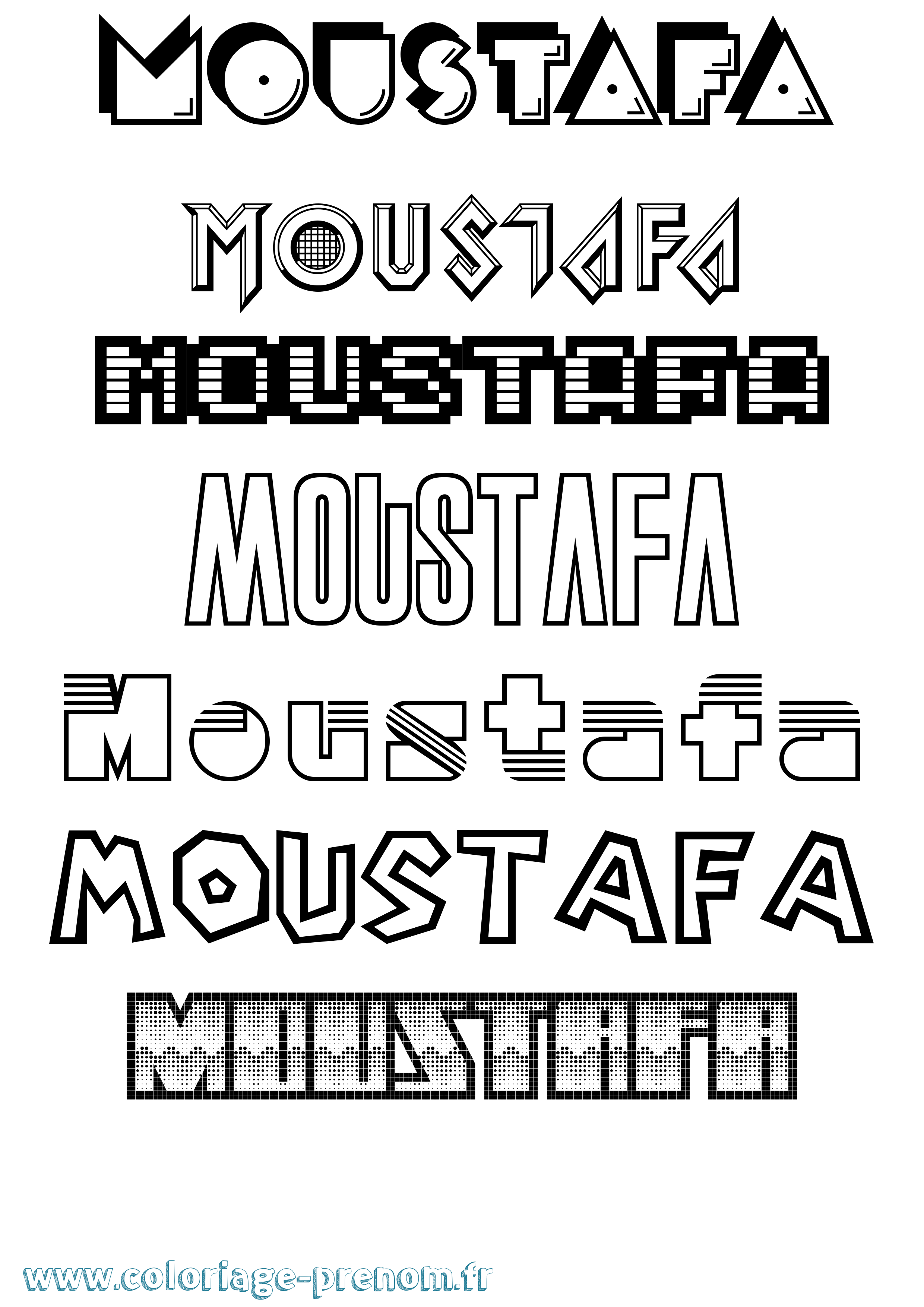 Coloriage prénom Moustafa