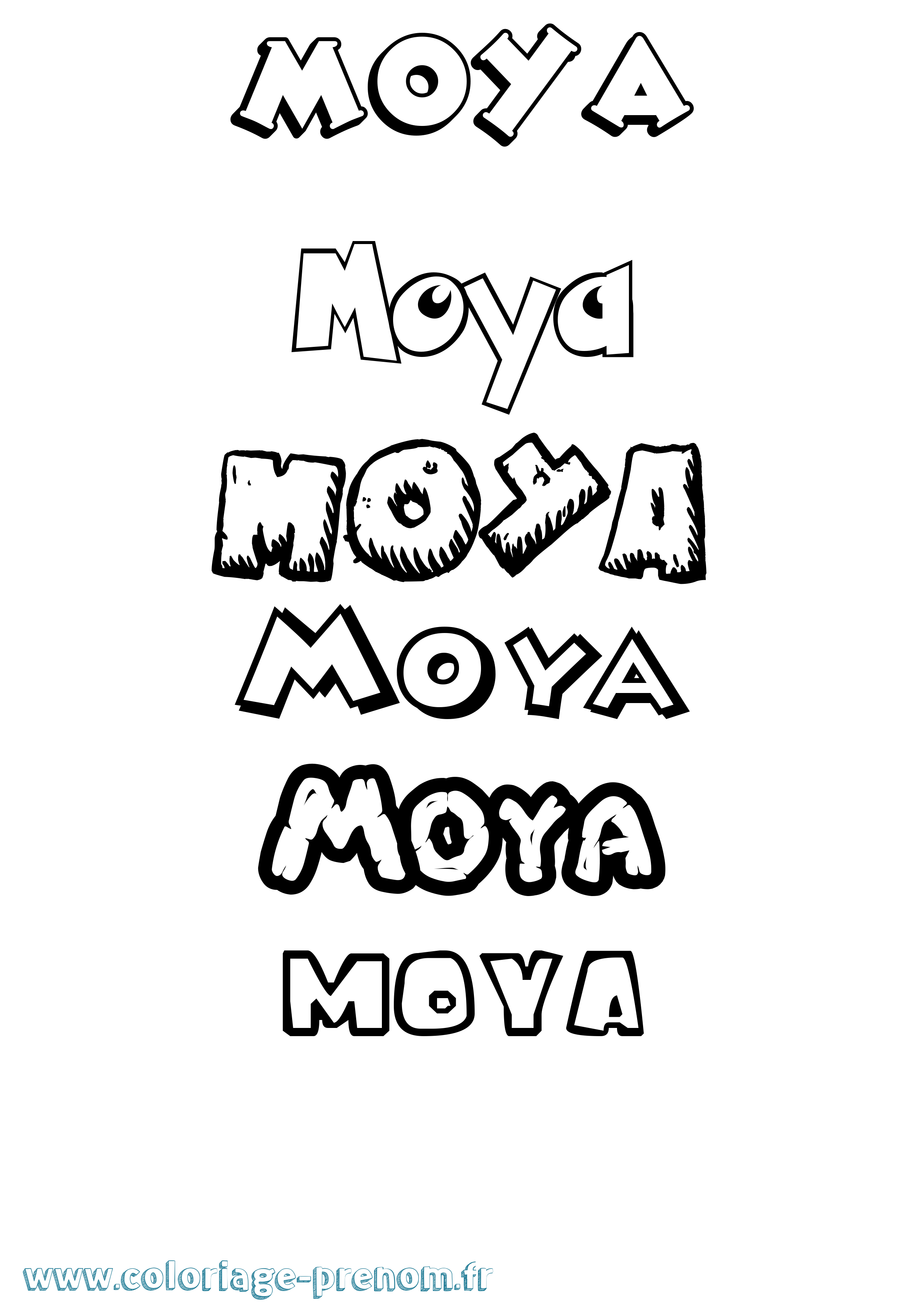Coloriage prénom Moya Dessin Animé