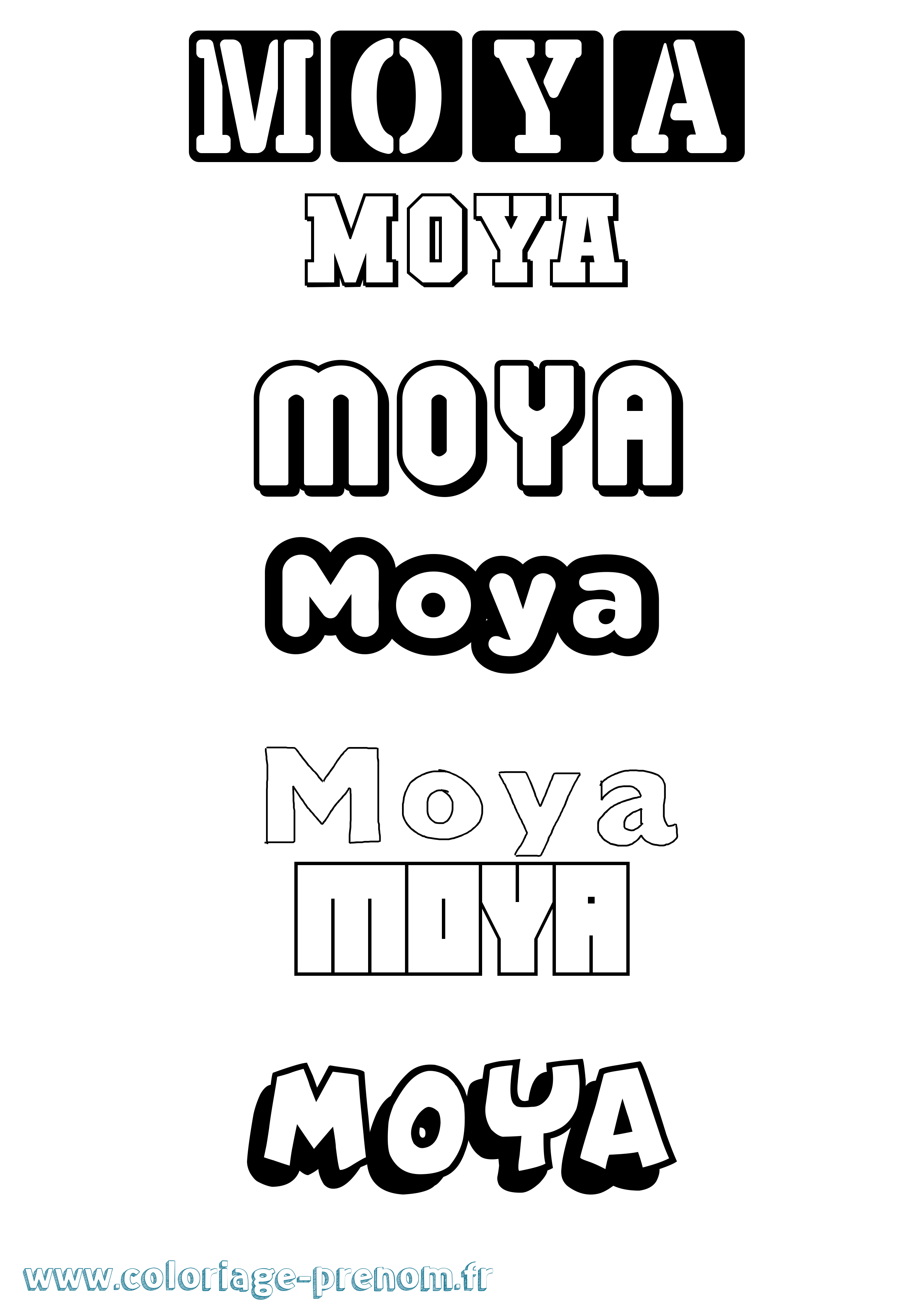 Coloriage prénom Moya Simple