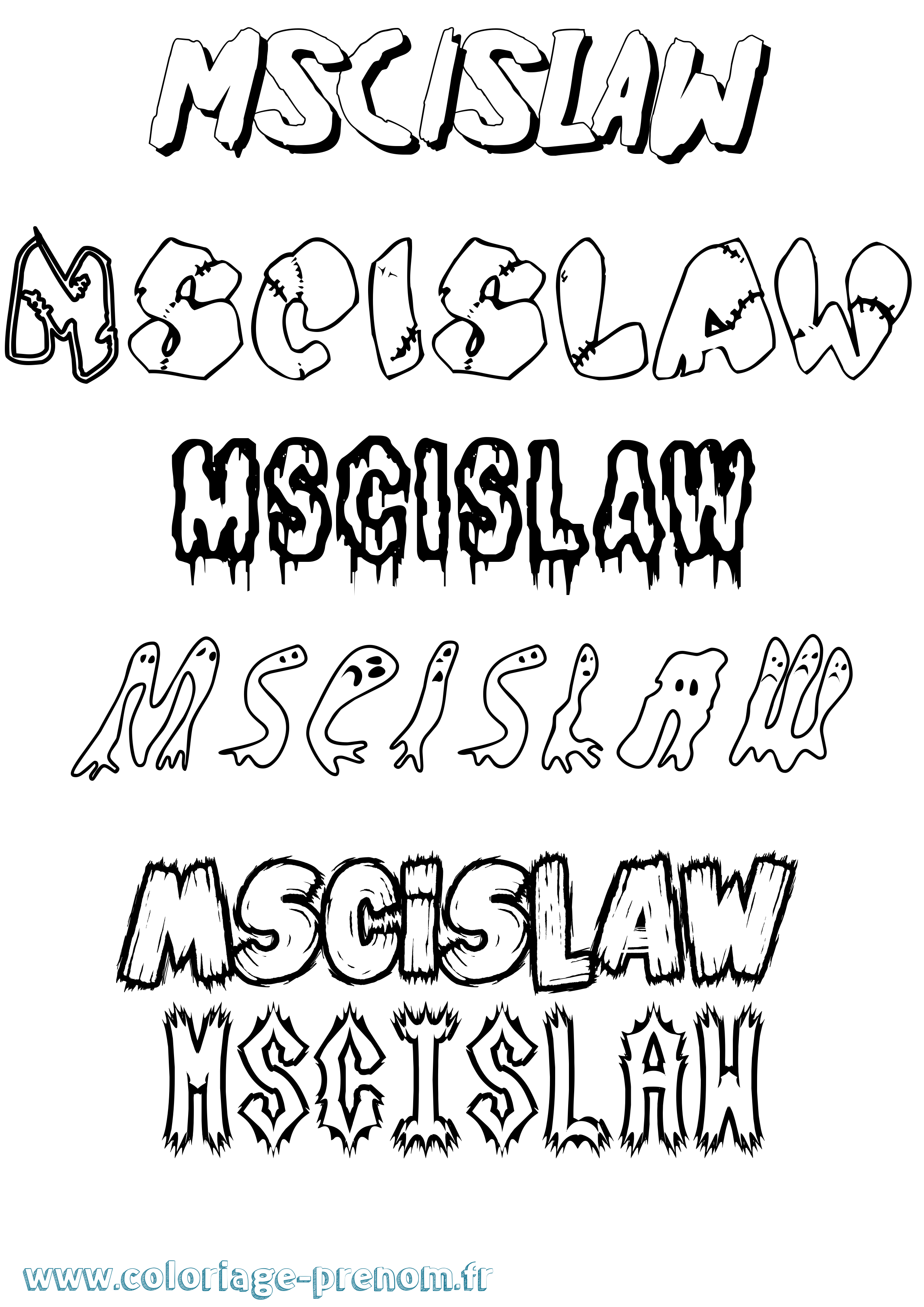 Coloriage prénom Mscislaw Frisson