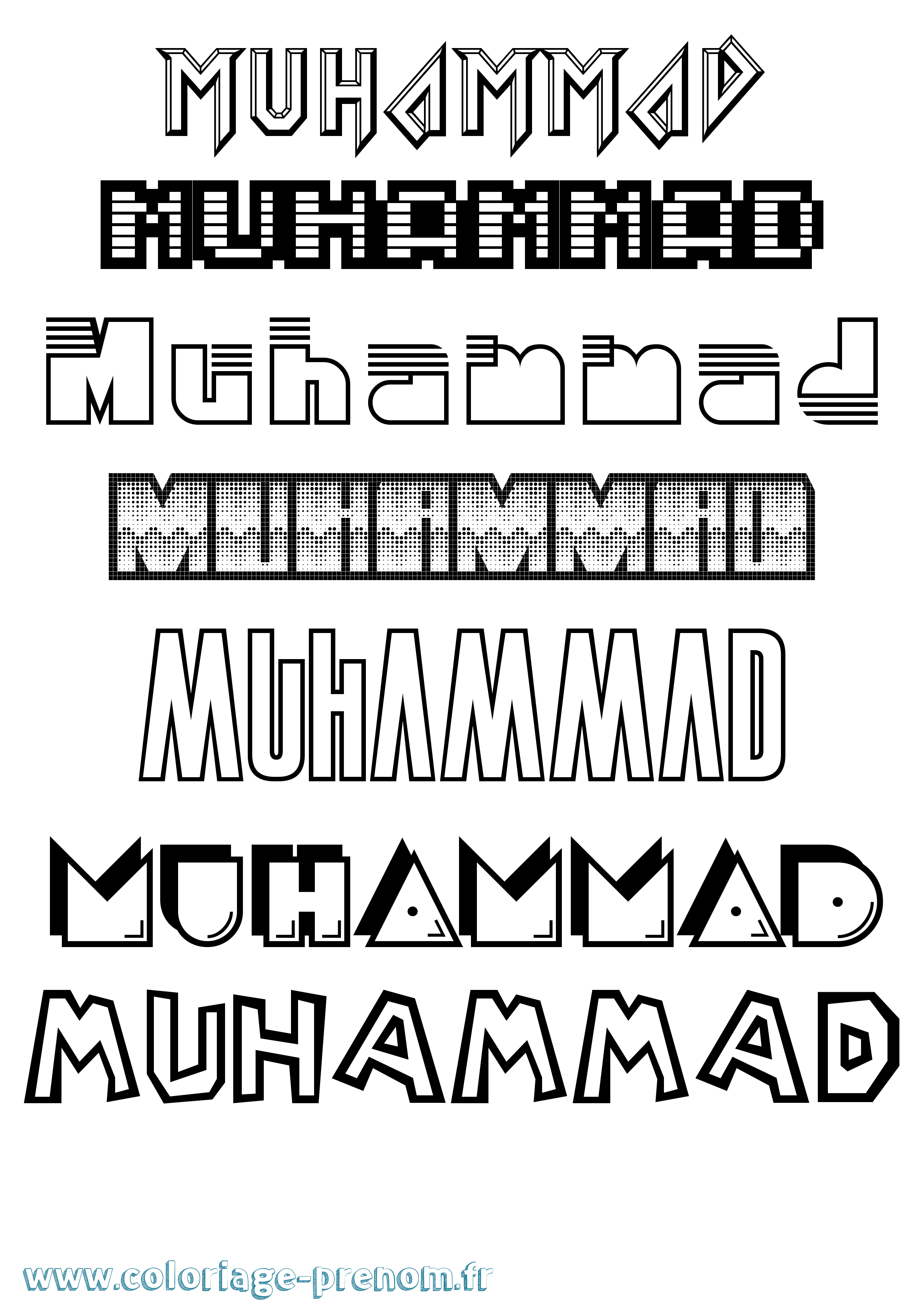 Coloriage prénom Muhammad