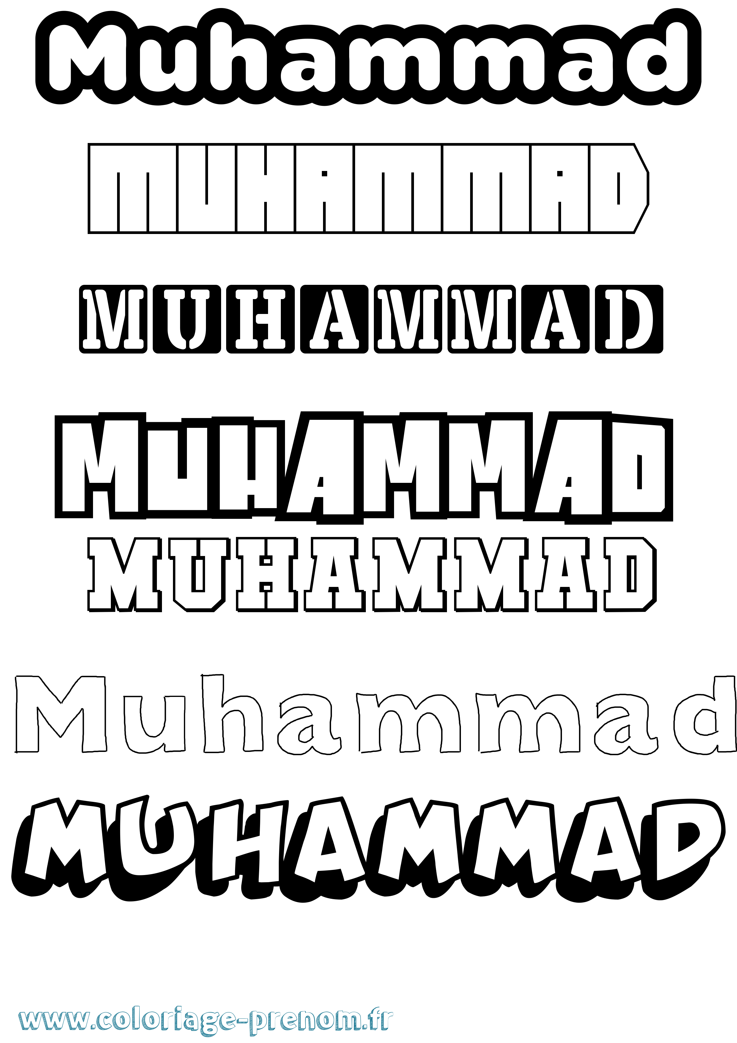Coloriage prénom Muhammad