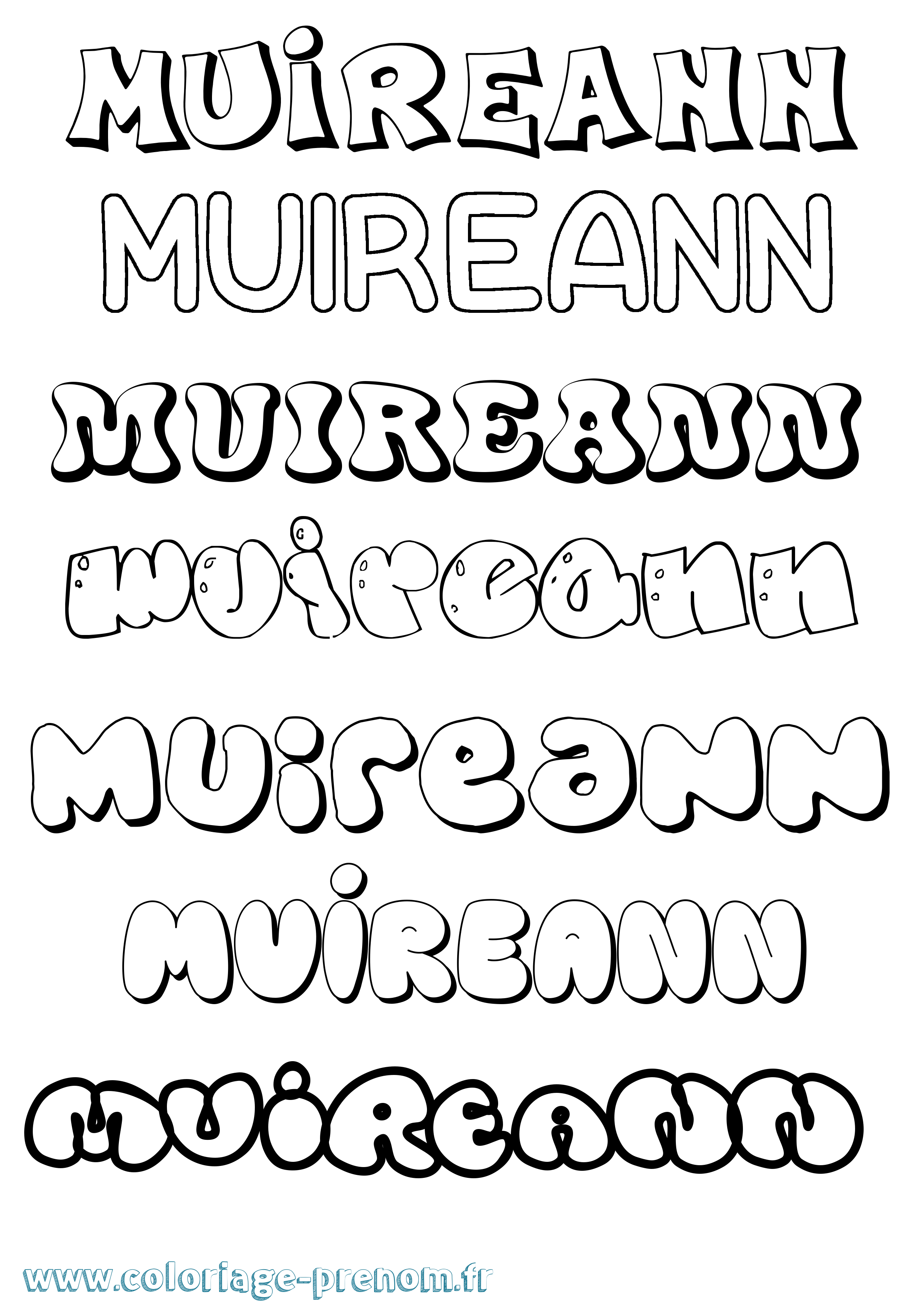 Coloriage prénom Muireann Bubble