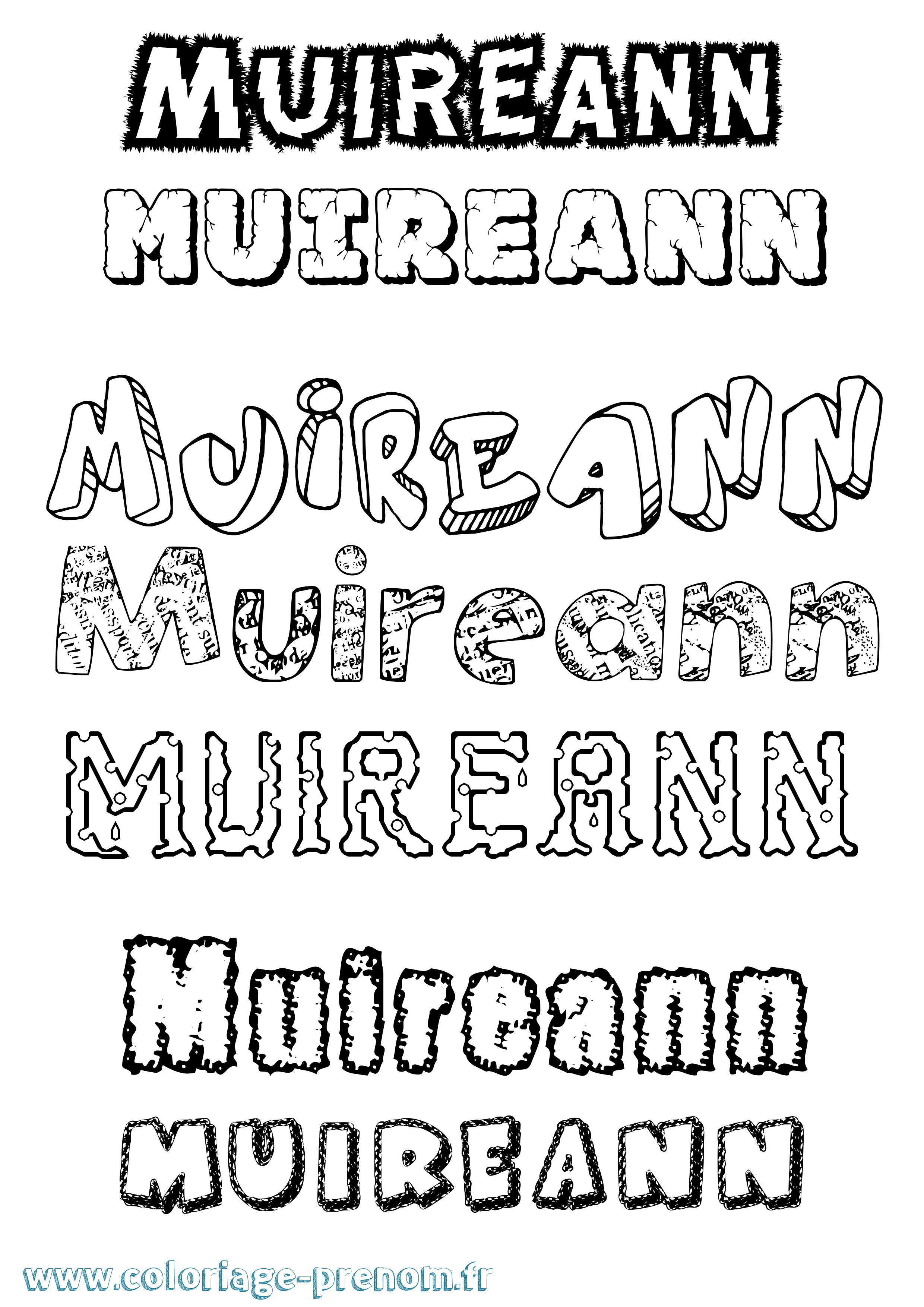 Coloriage prénom Muireann Destructuré