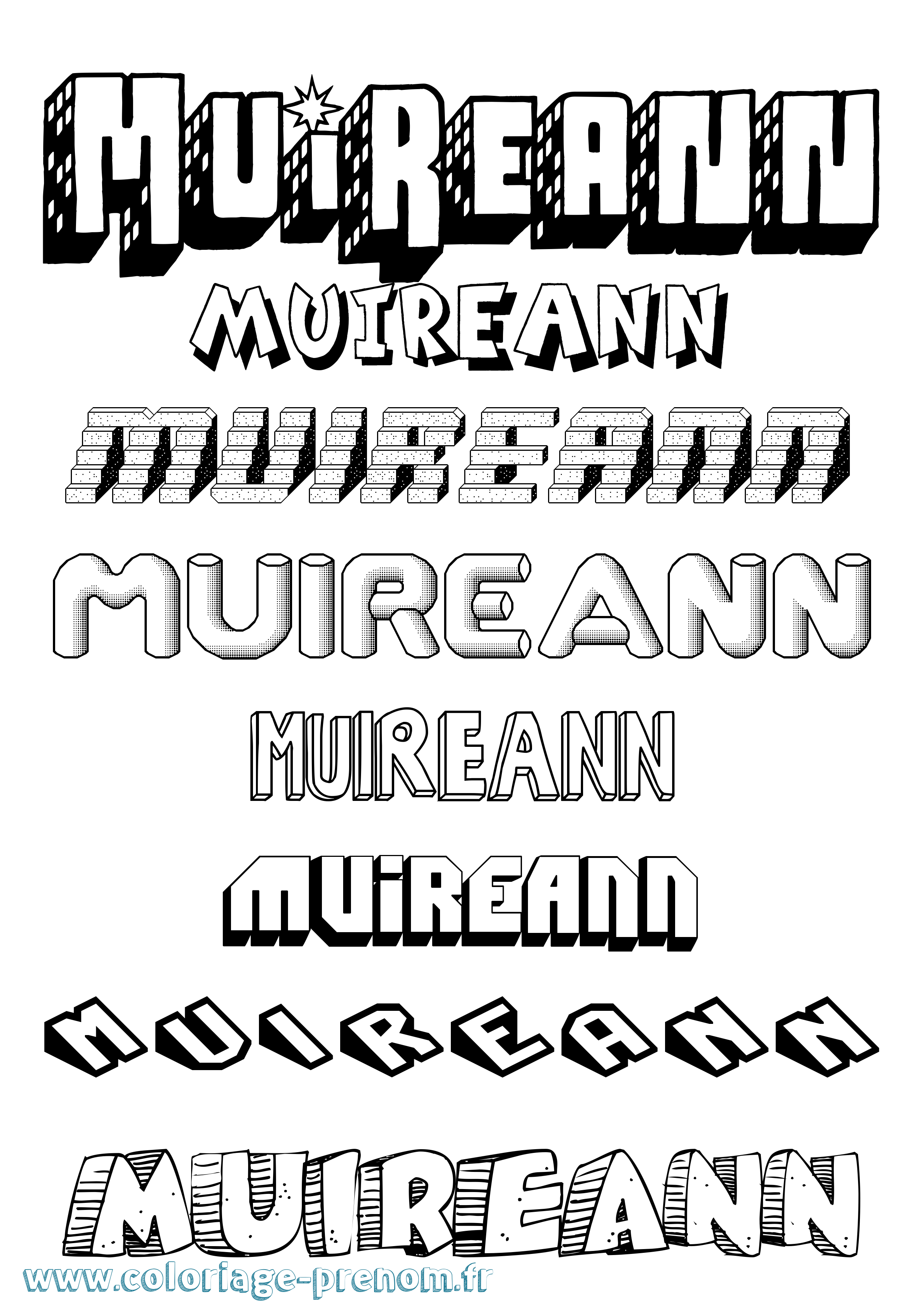 Coloriage prénom Muireann Effet 3D