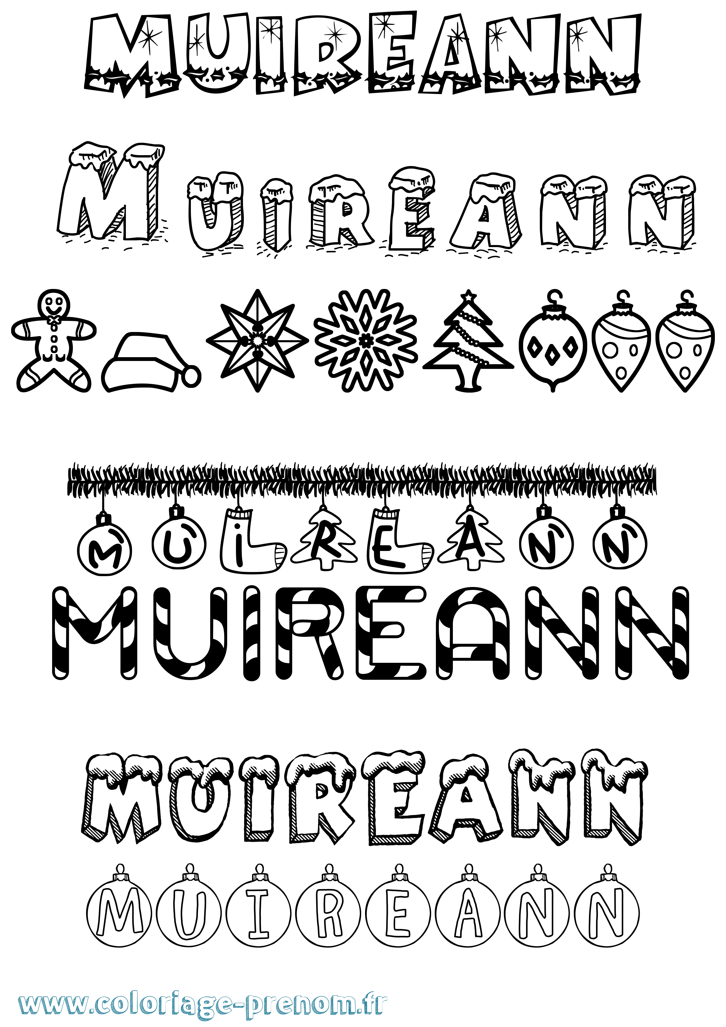 Coloriage Muireann Noël Coloriage prénom Muireann Noël