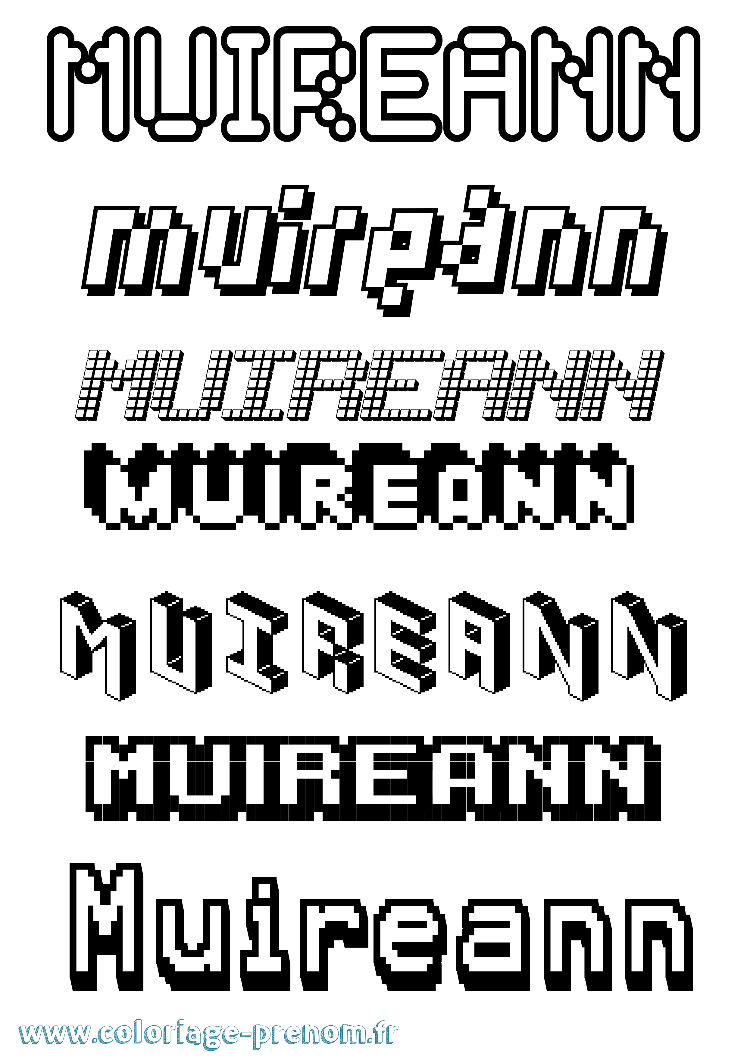 Coloriage prénom Muireann Pixel