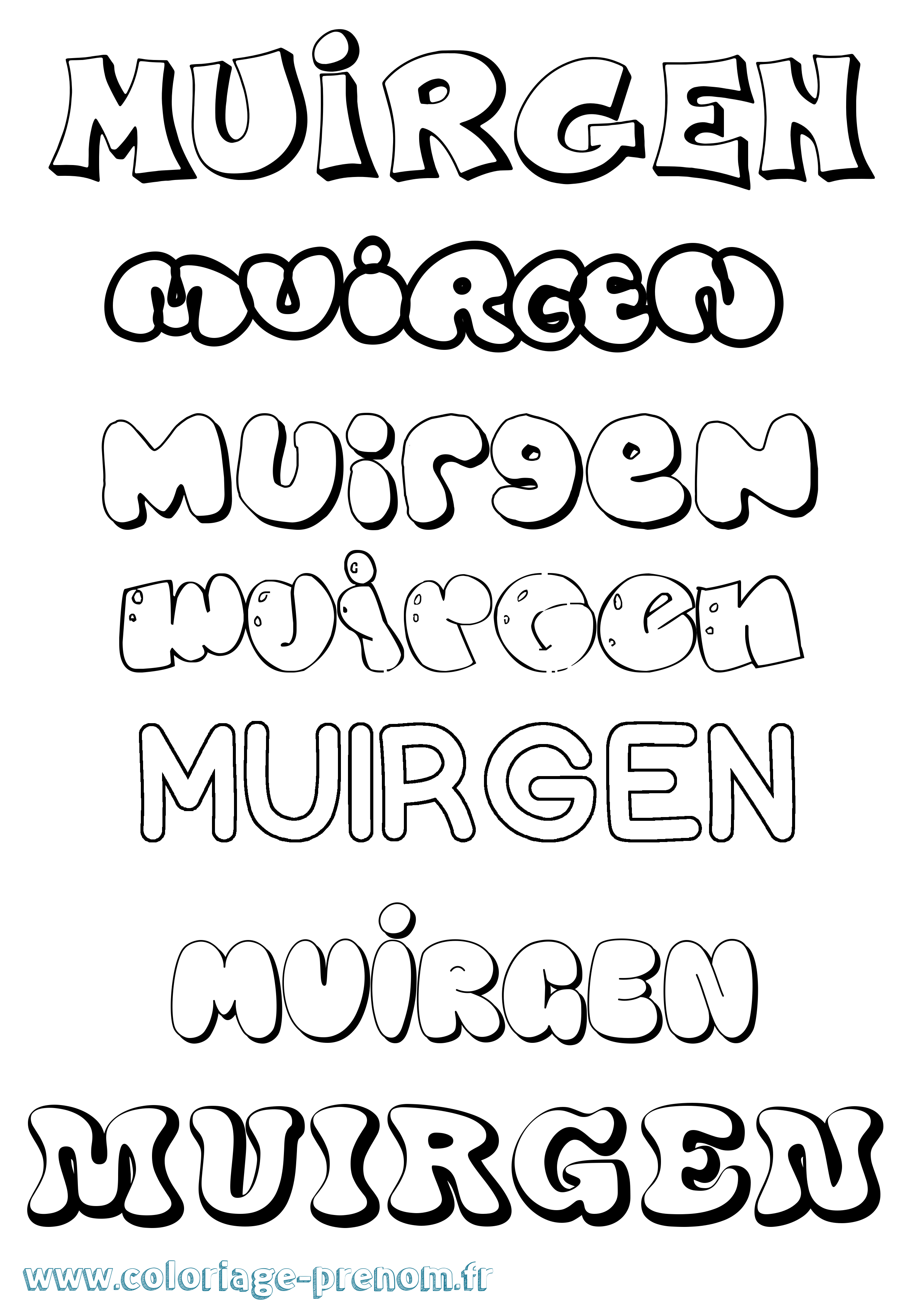 Coloriage prénom Muirgen Bubble