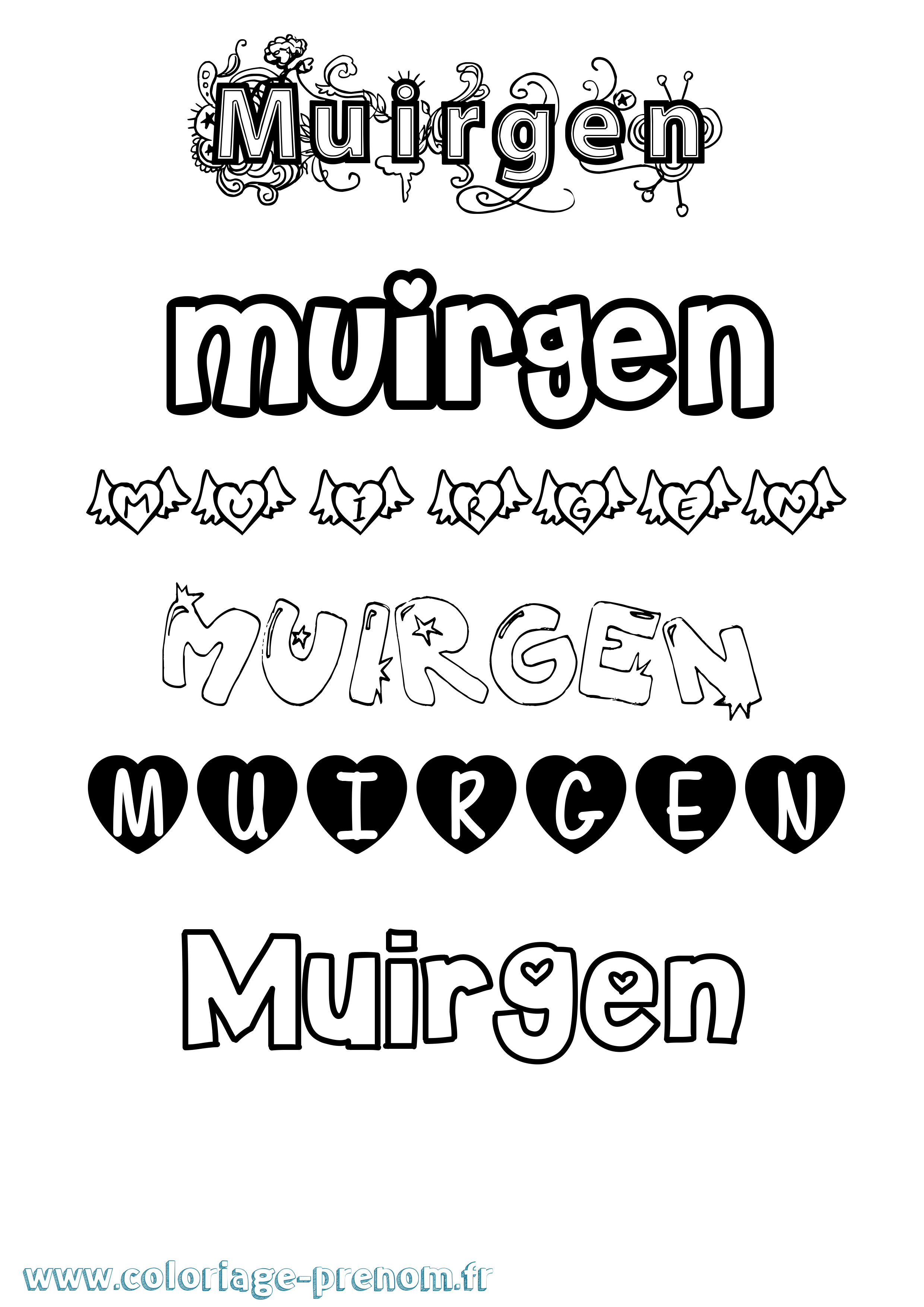 Coloriage prénom Muirgen Girly