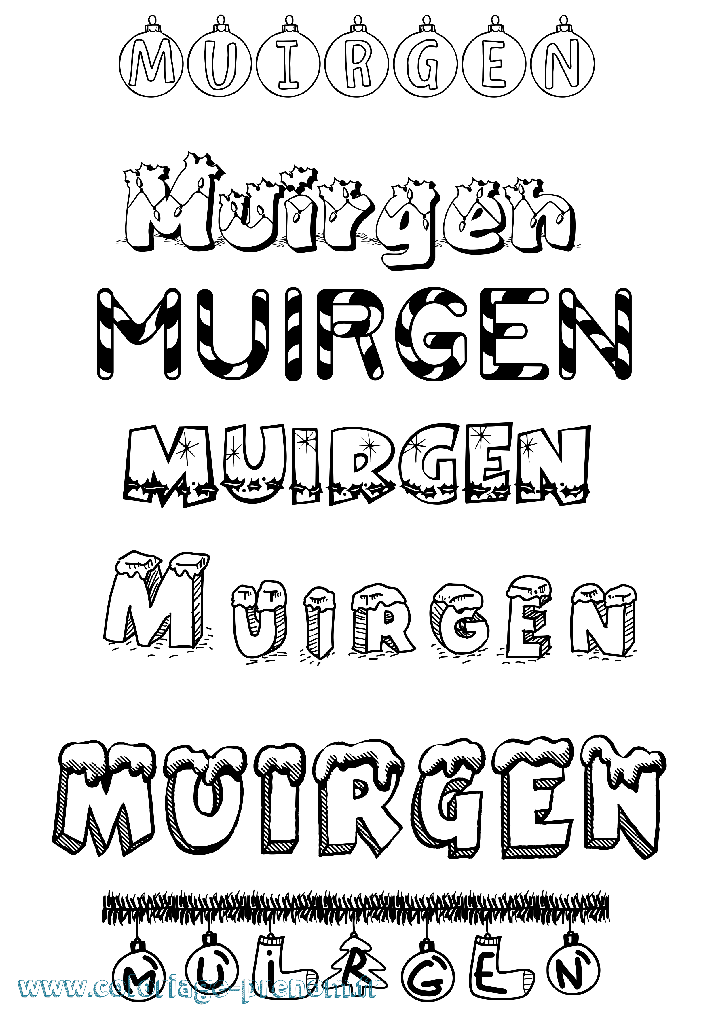 Coloriage prénom Muirgen Noël