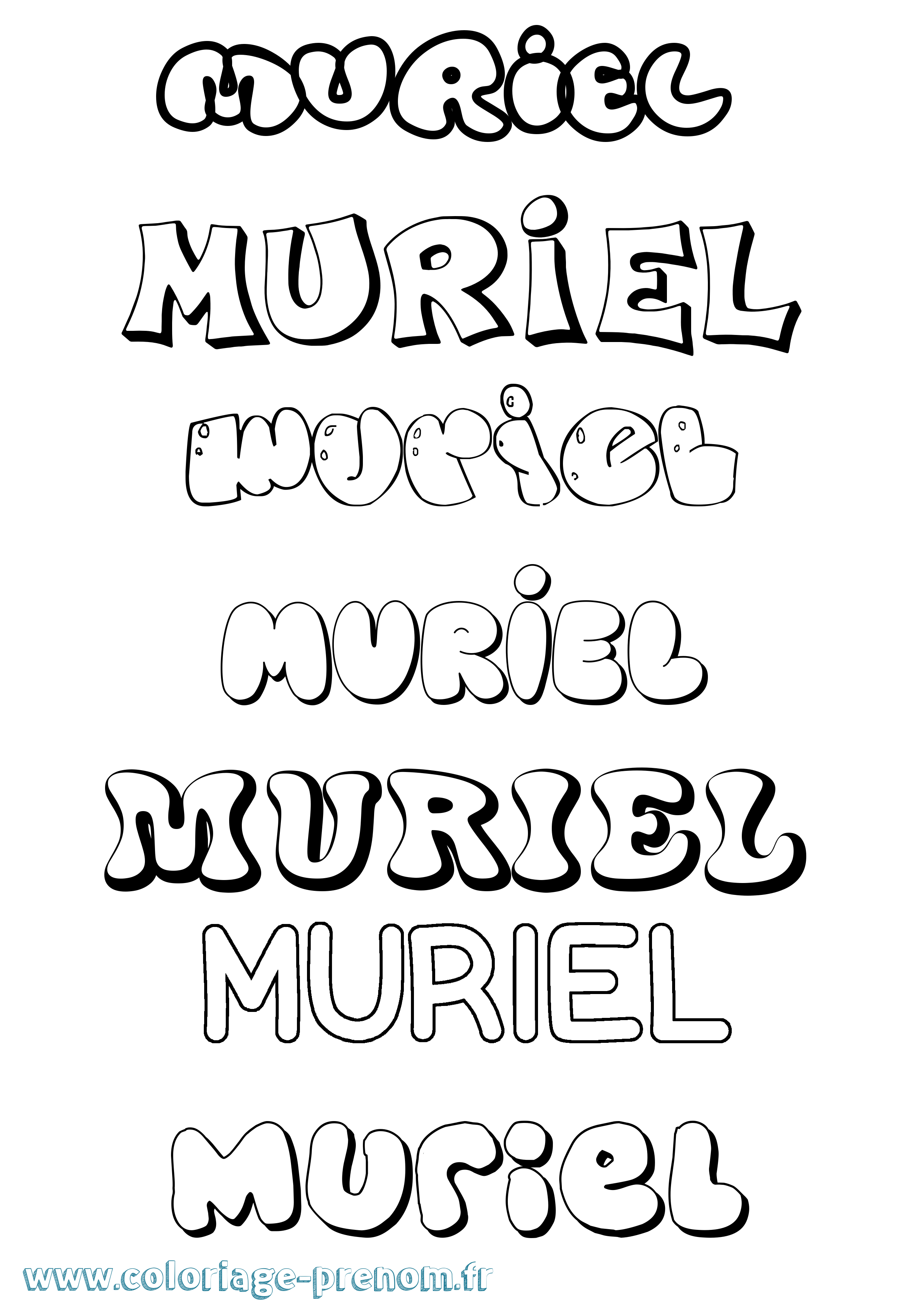 Coloriage prénom Muriel Bubble