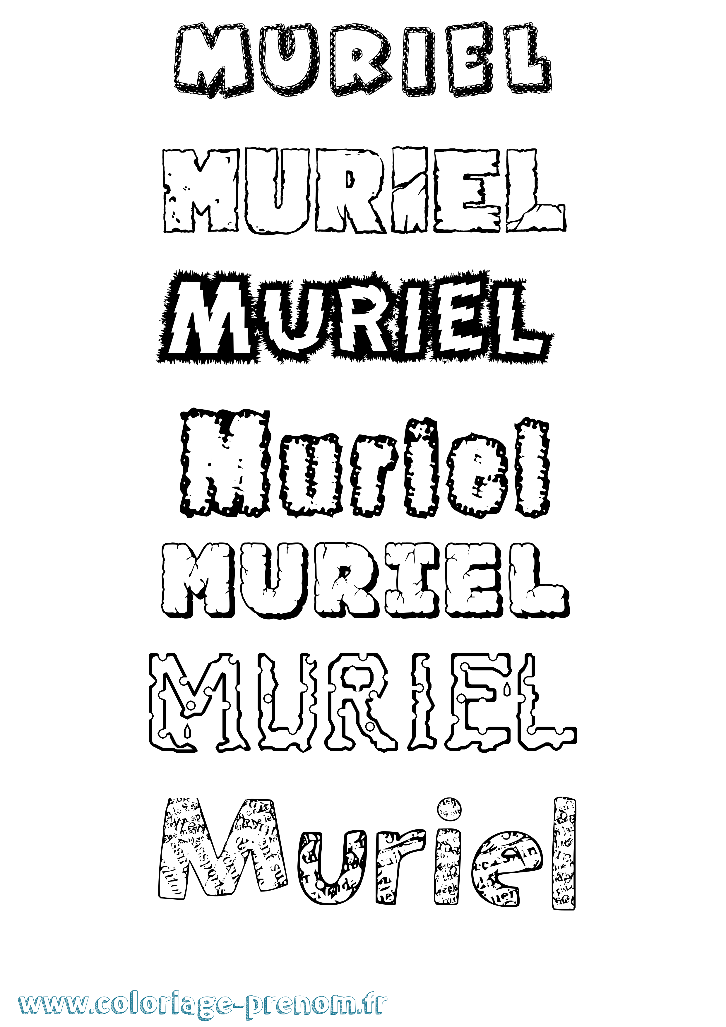Coloriage prénom Muriel Destructuré