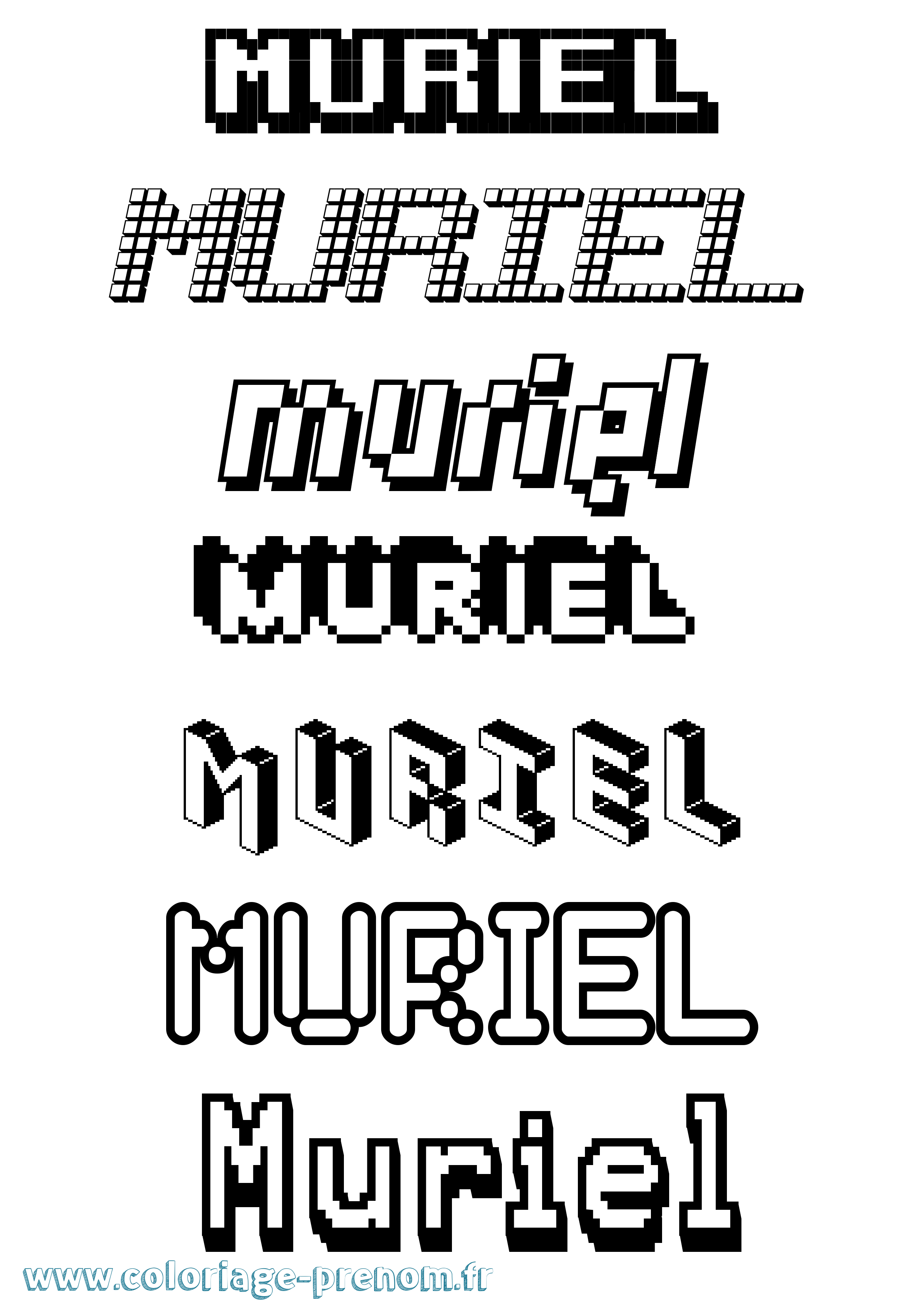 Coloriage prénom Muriel Pixel