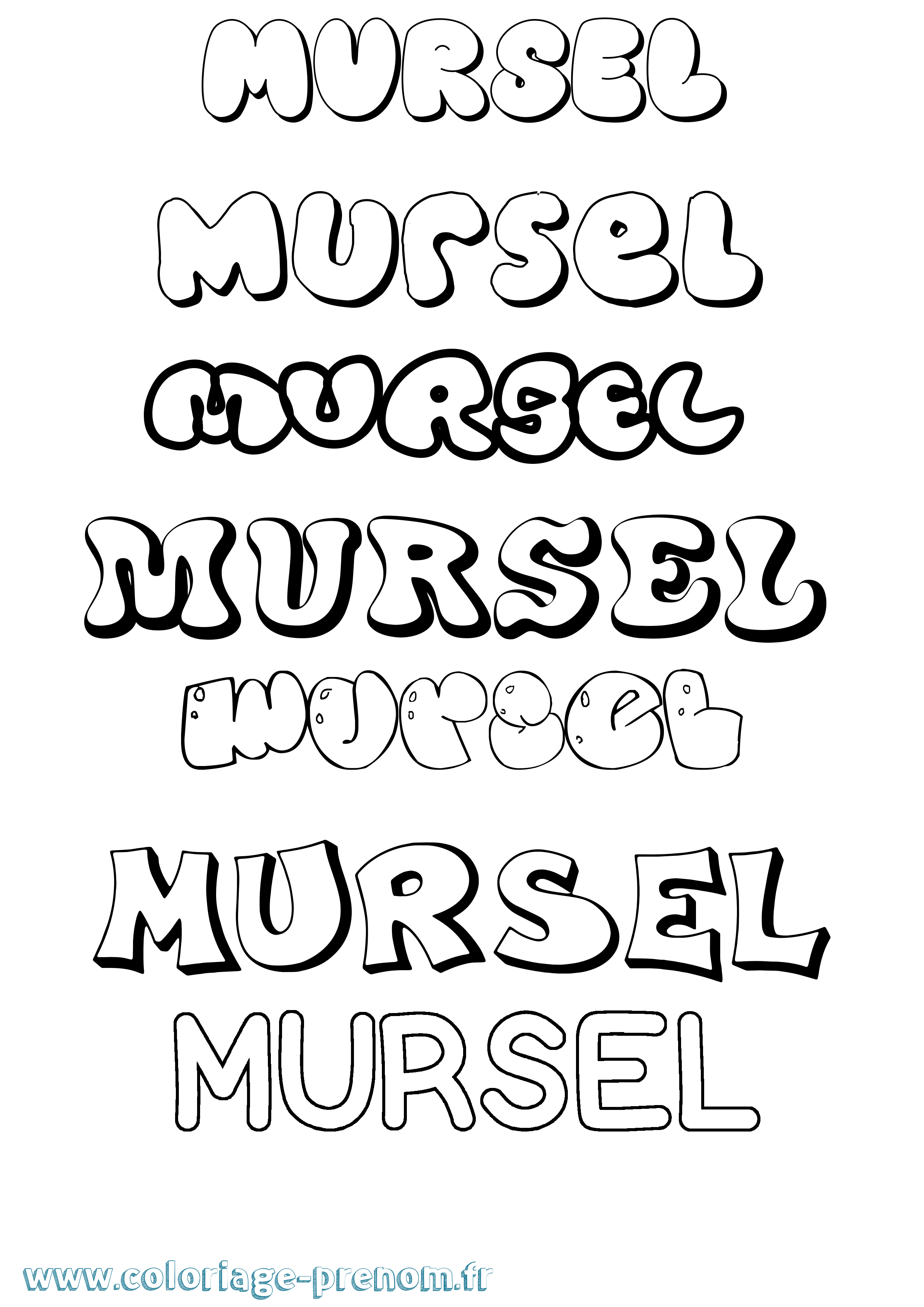 Coloriage prénom Mursel Bubble