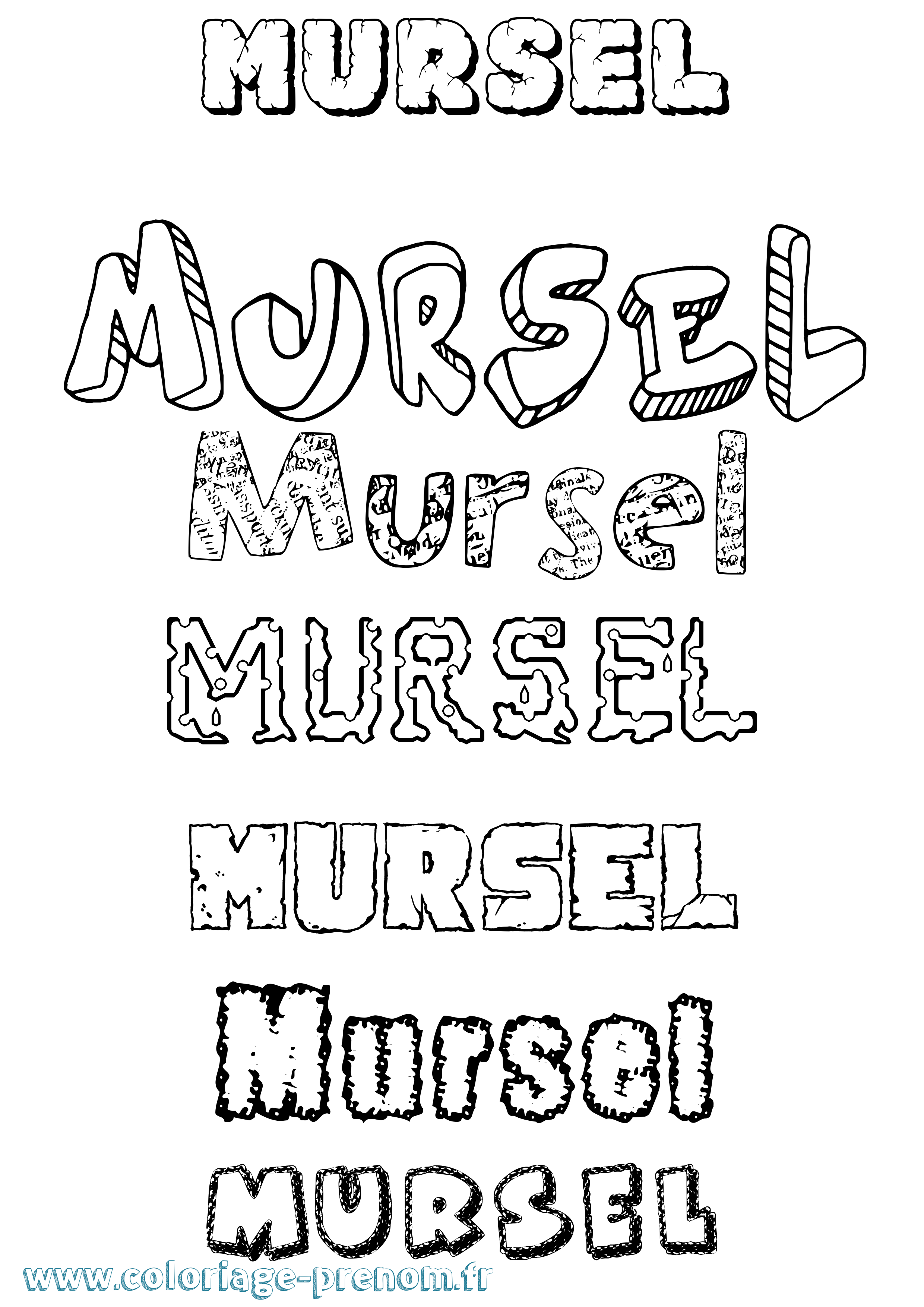 Coloriage prénom Mursel Destructuré