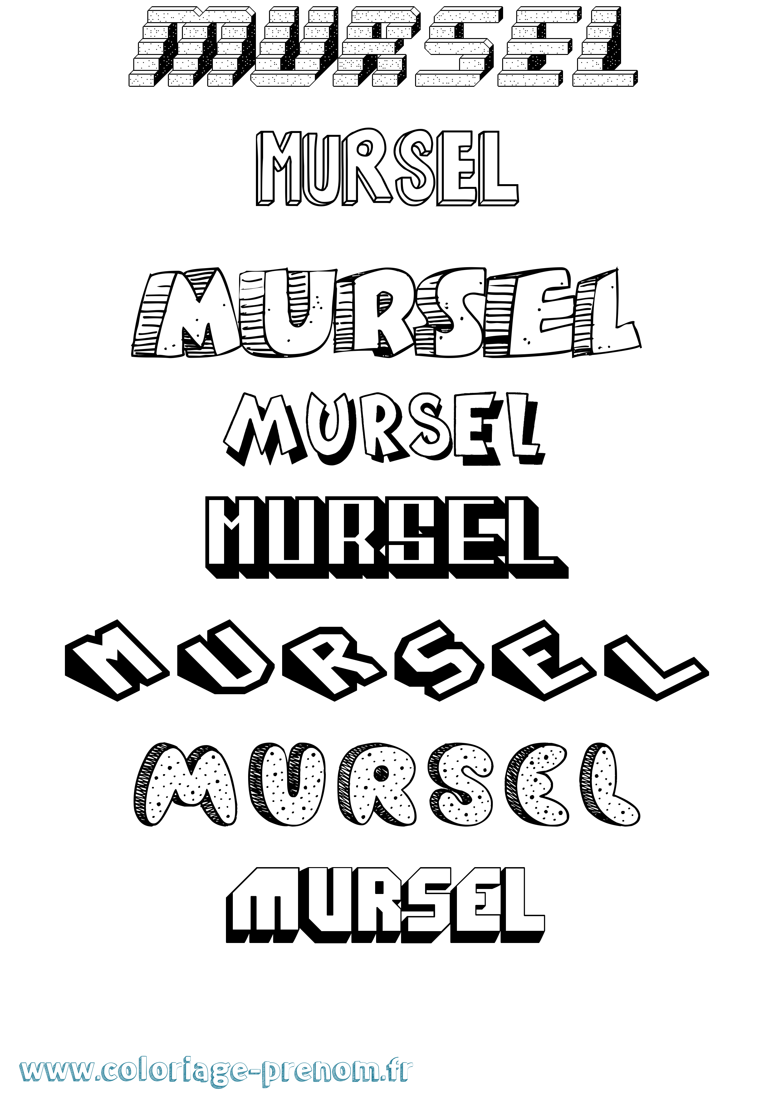 Coloriage prénom Mursel Effet 3D