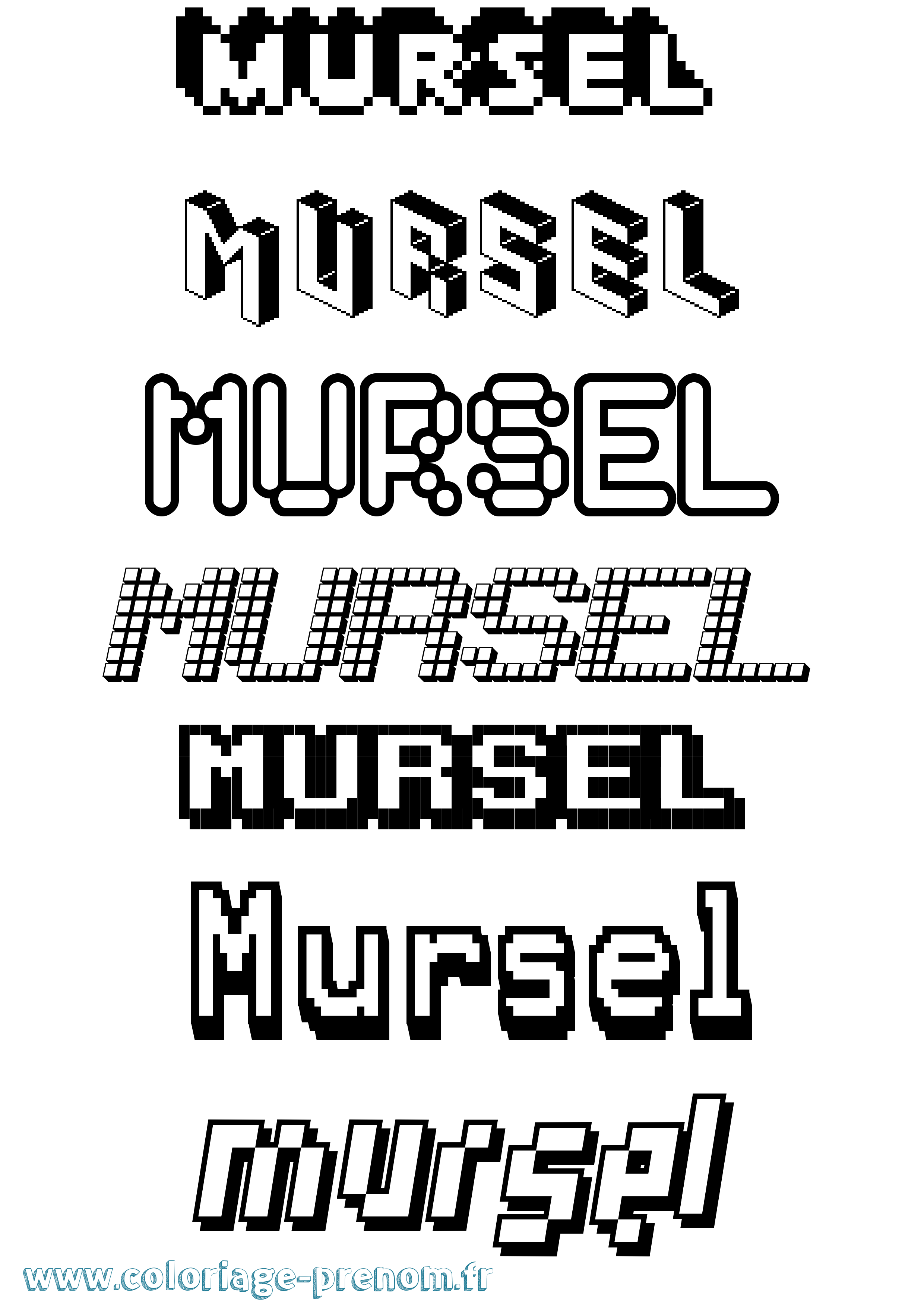 Coloriage prénom Mursel Pixel