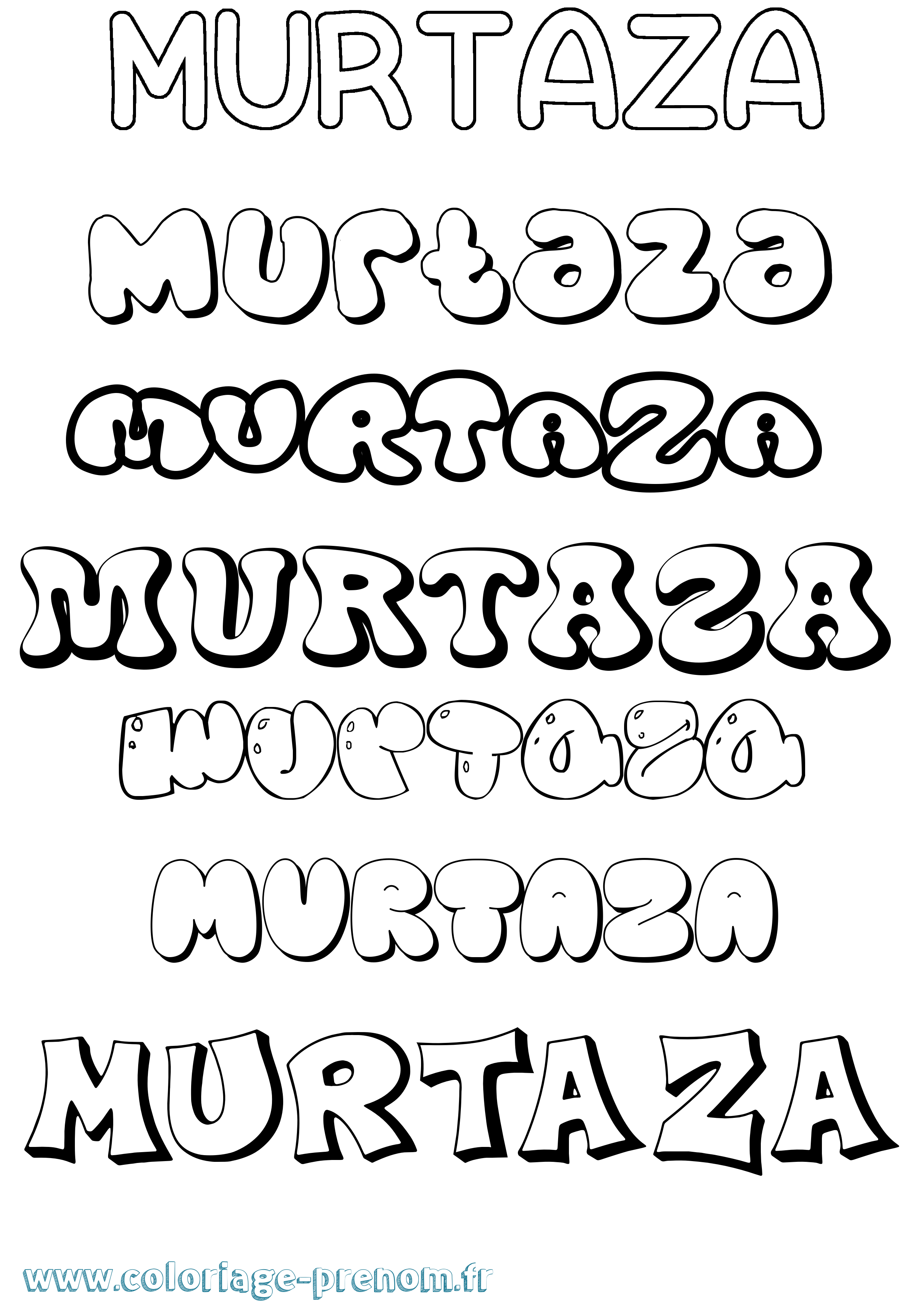 Coloriage Murtaza Bubble Coloriage prénom Murtaza Bubble