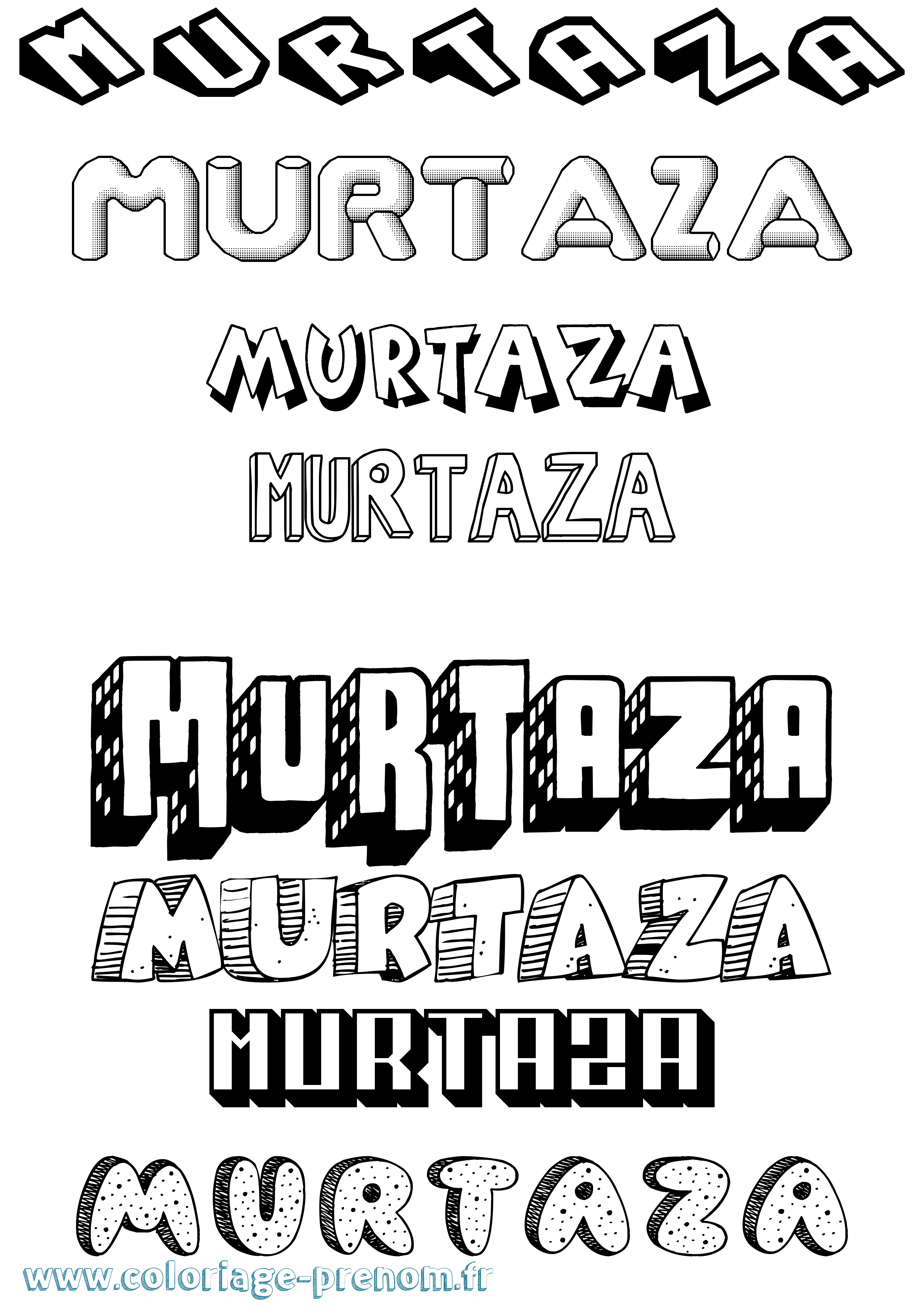 Coloriage Murtaza Effet 3D Coloriage prénom Murtaza Effet 3D