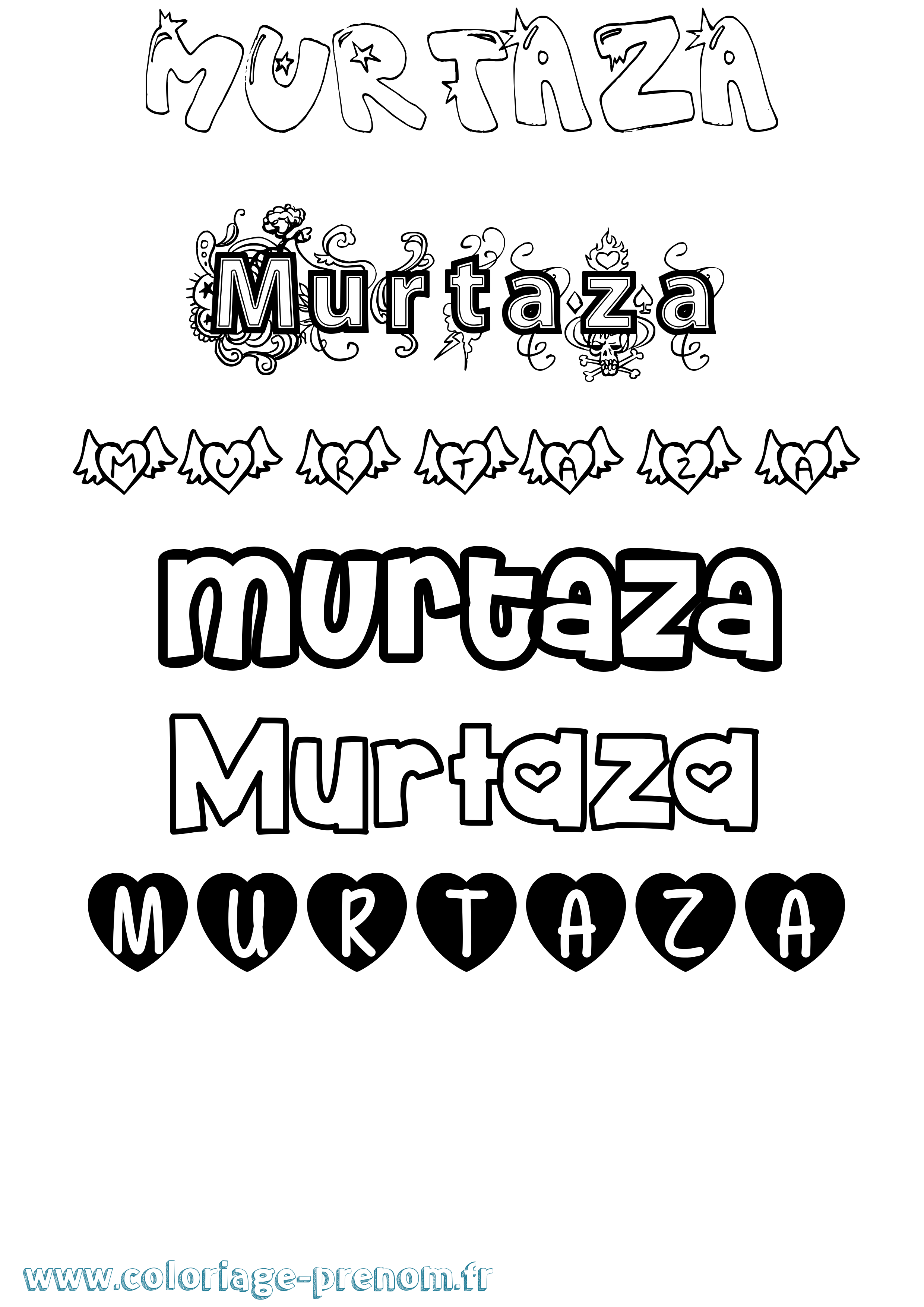 Coloriage Murtaza Girly Coloriage prénom Murtaza Girly