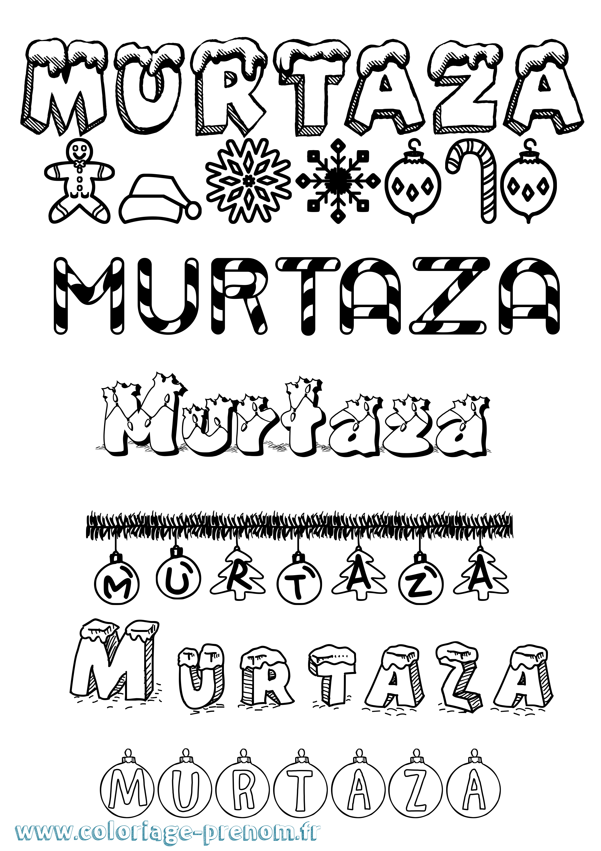 Coloriage Murtaza Noël Coloriage prénom Murtaza Noël