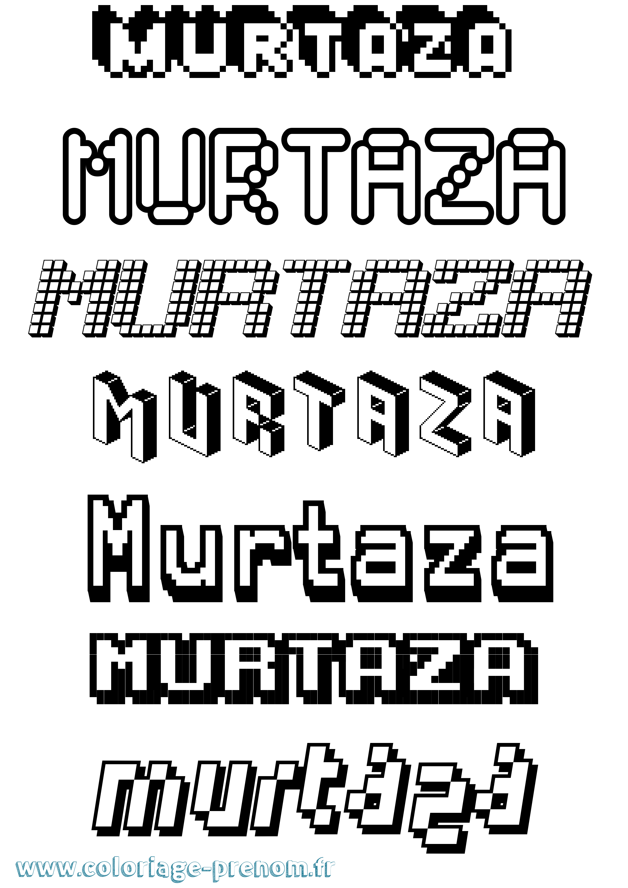 Coloriage Murtaza Pixel Coloriage prénom Murtaza Pixel