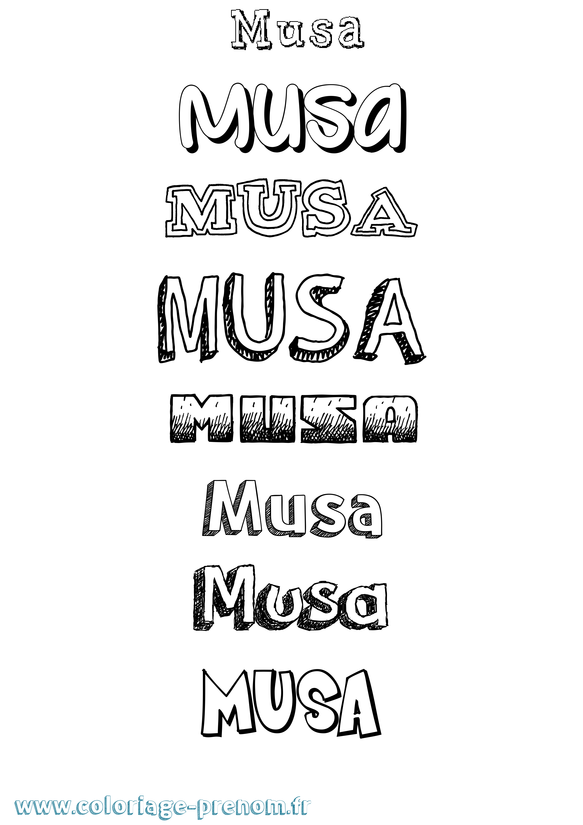 Coloriage prénom Musa Dessiné