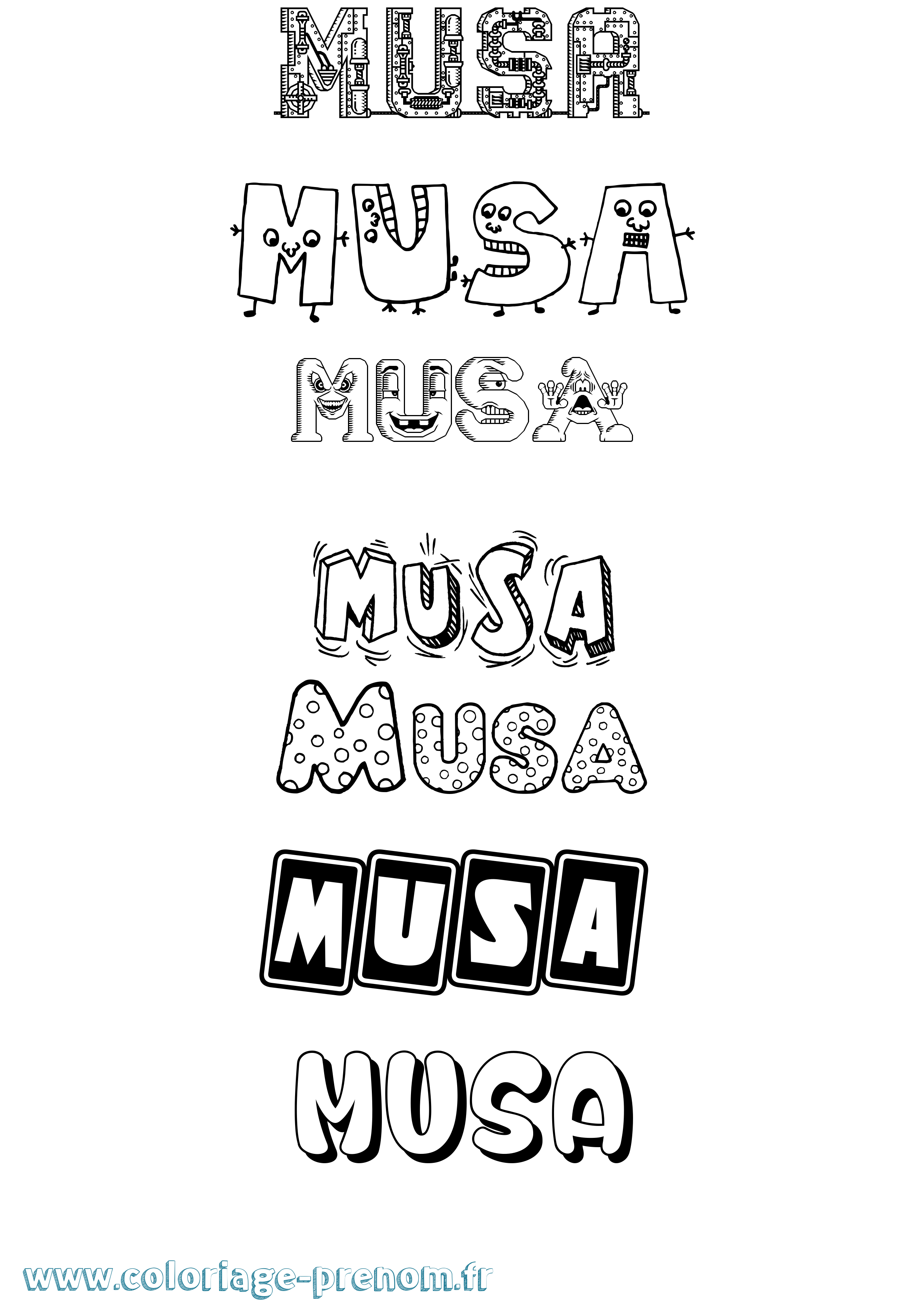 Coloriage prénom Musa Fun