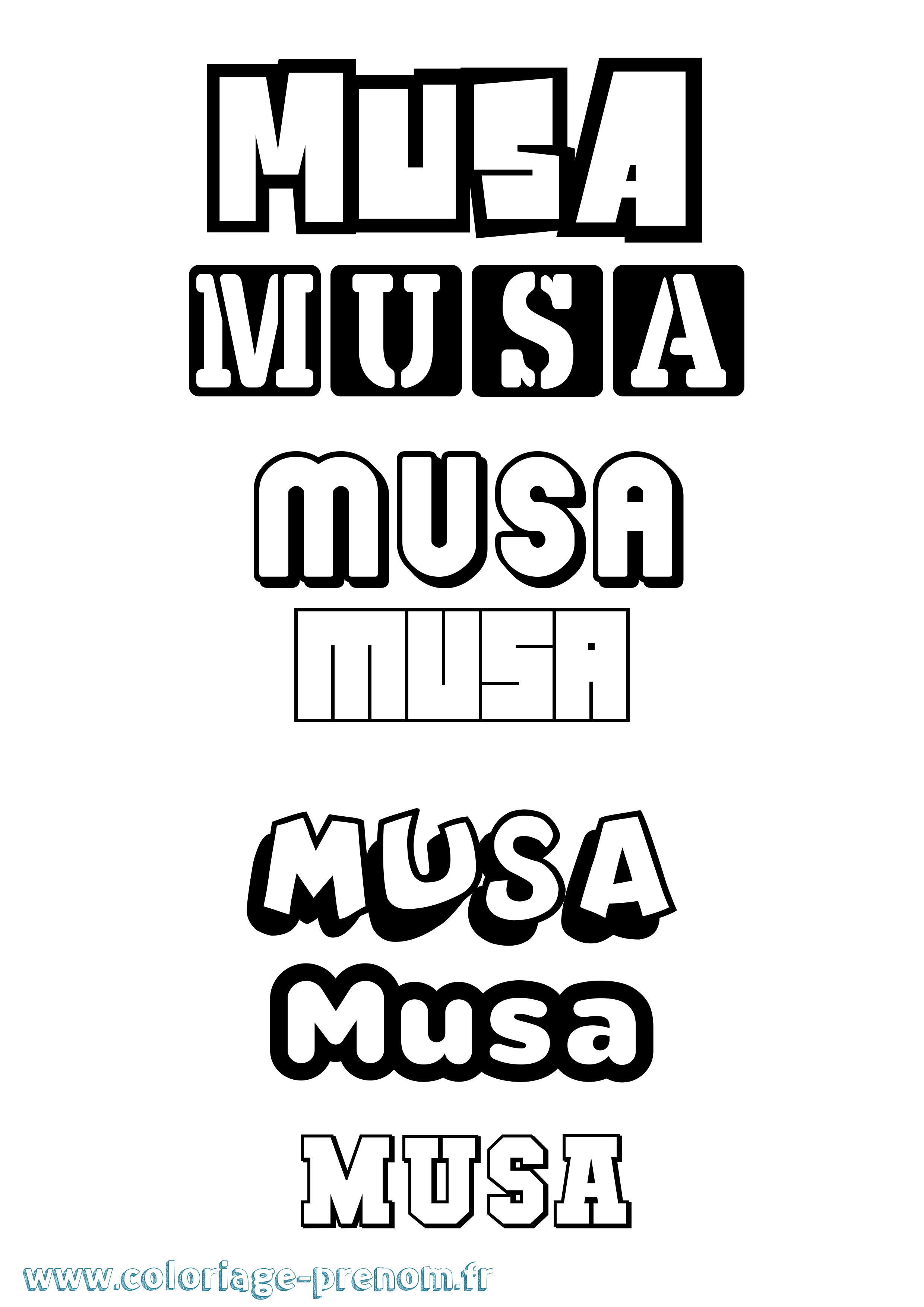 Coloriage prénom Musa Simple