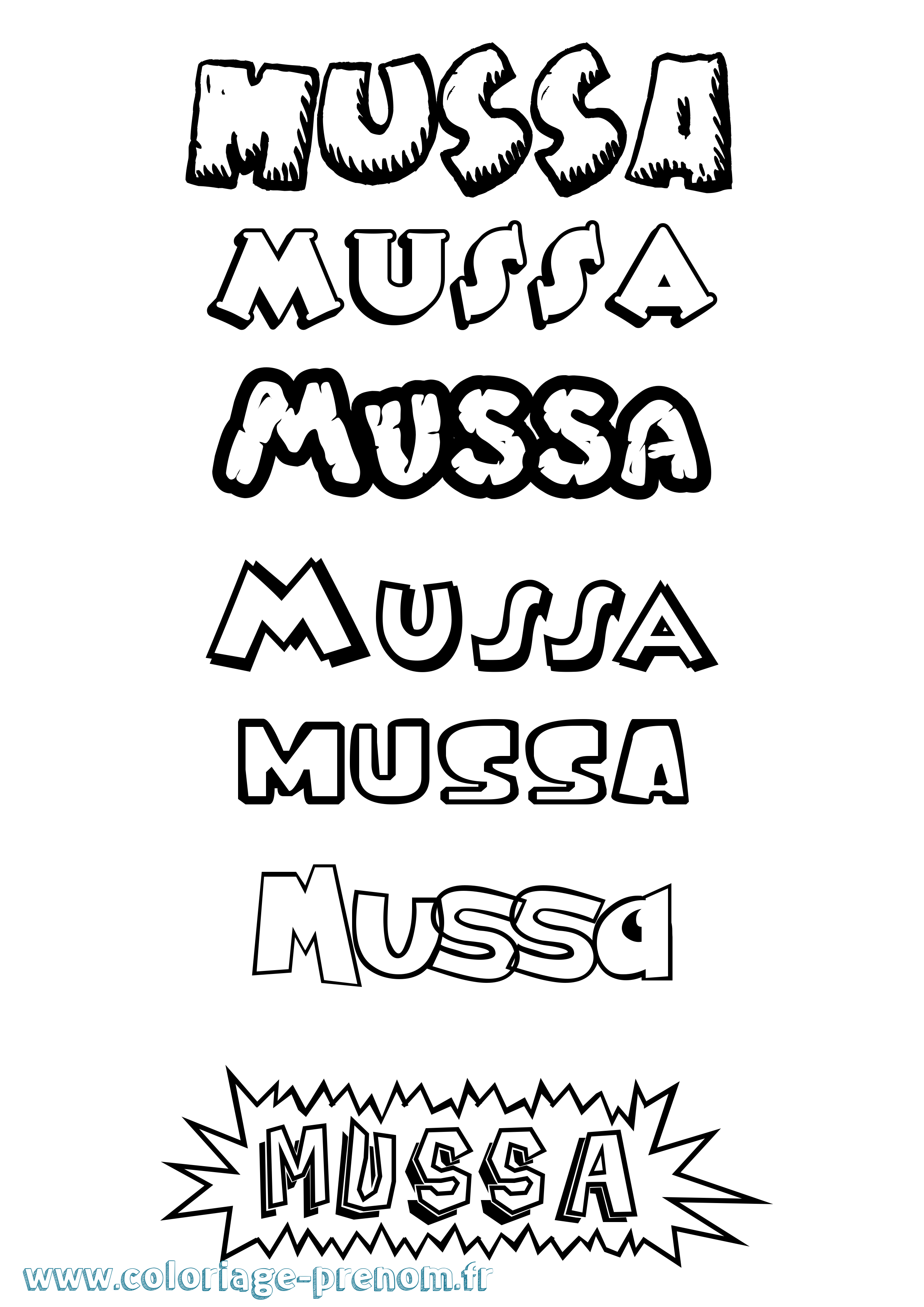 Coloriage prénom Mussa Dessin Animé