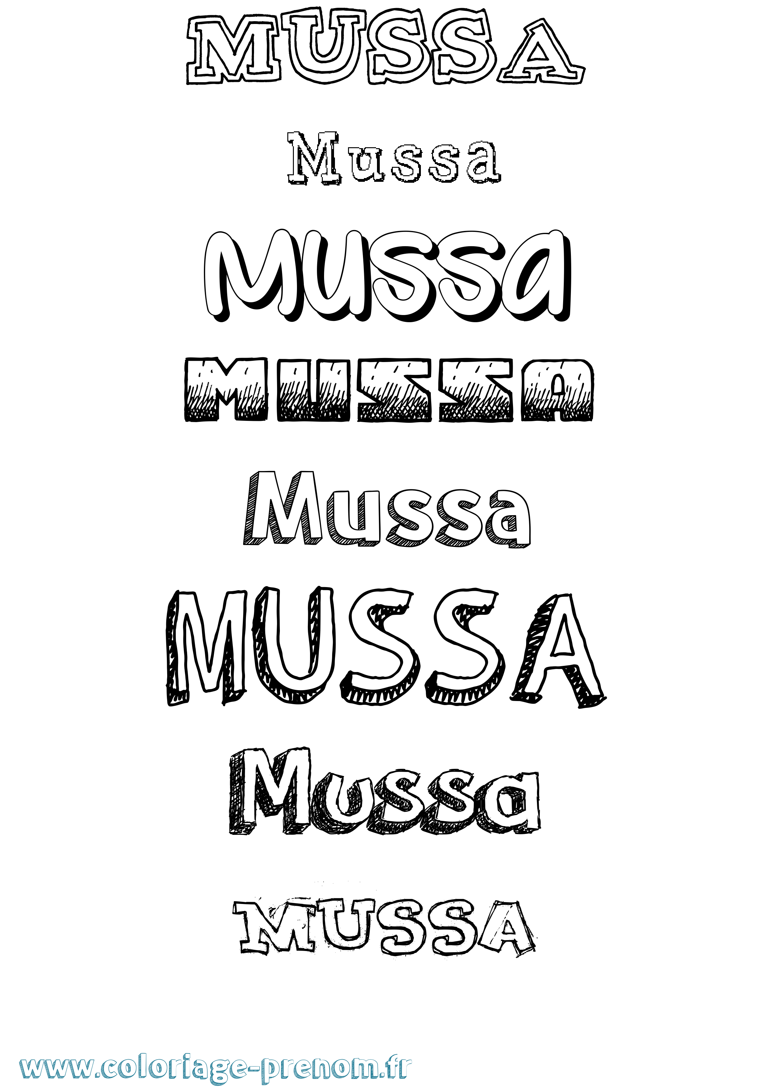 Coloriage prénom Mussa Dessiné