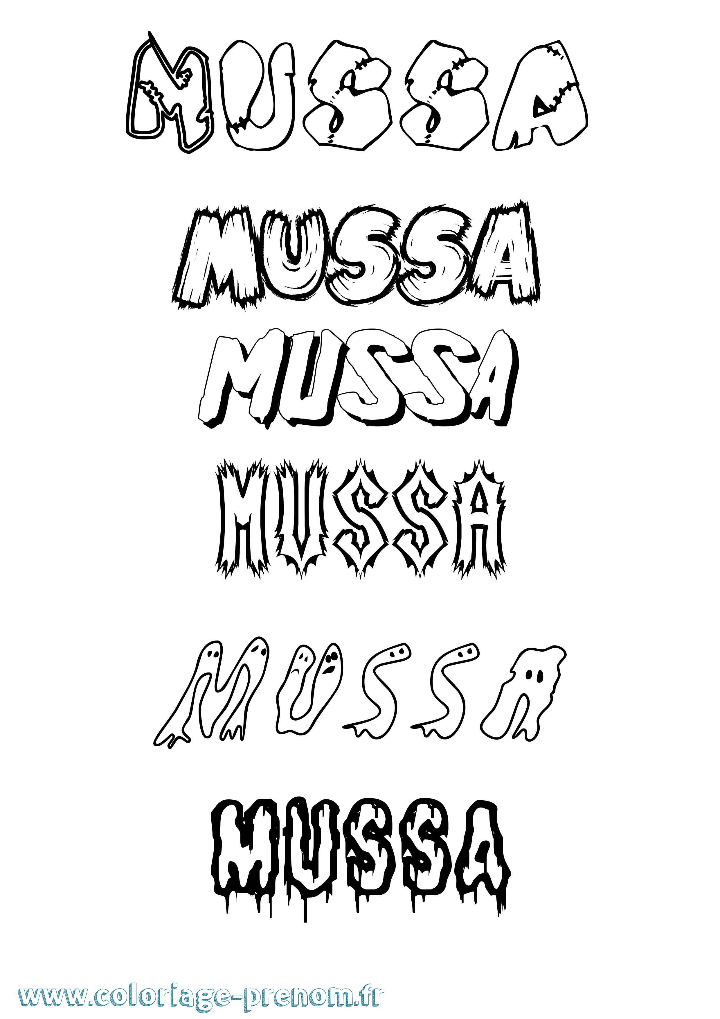 Coloriage prénom Mussa Frisson