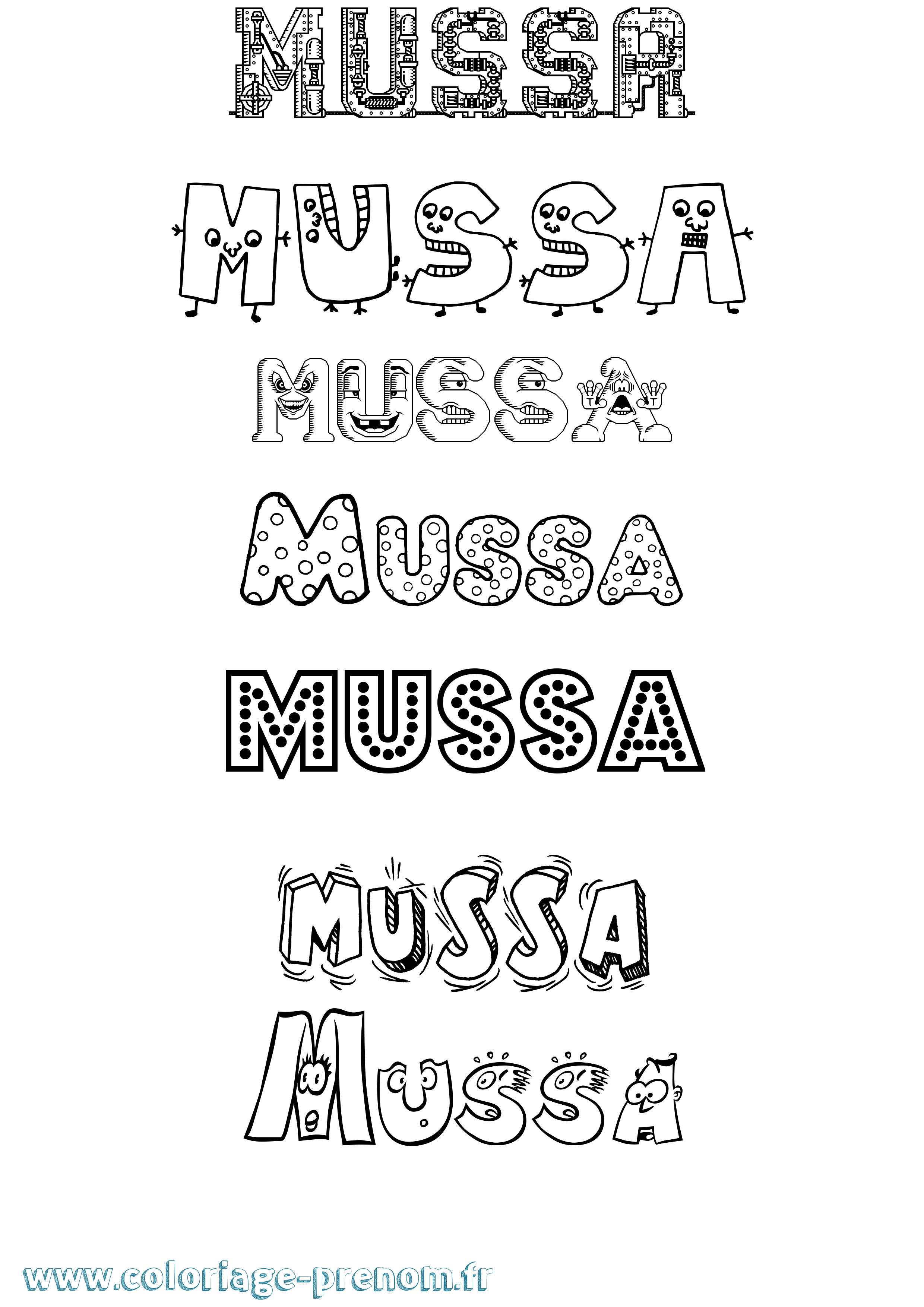 Coloriage prénom Mussa Fun