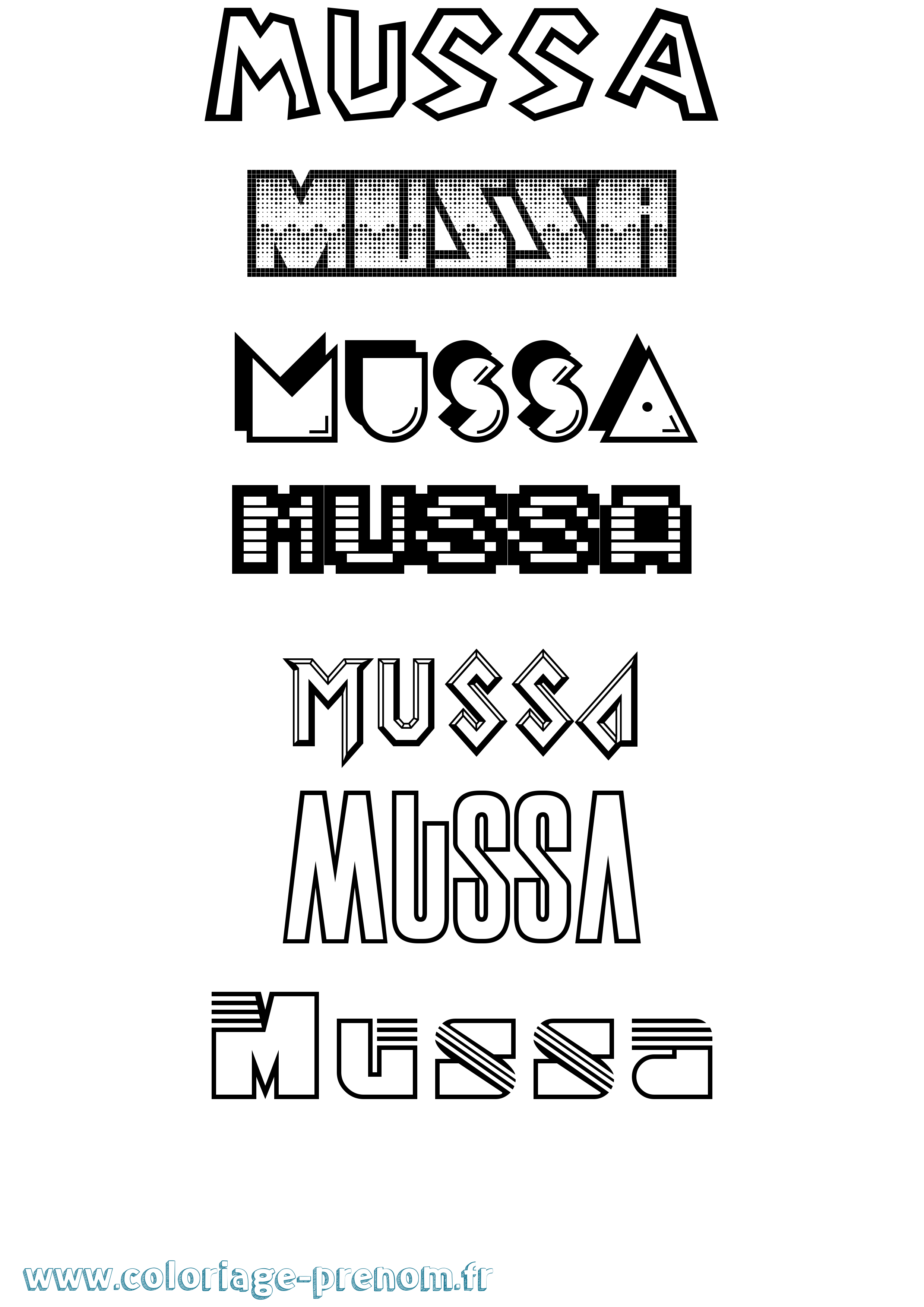 Coloriage prénom Mussa Jeux Vidéos