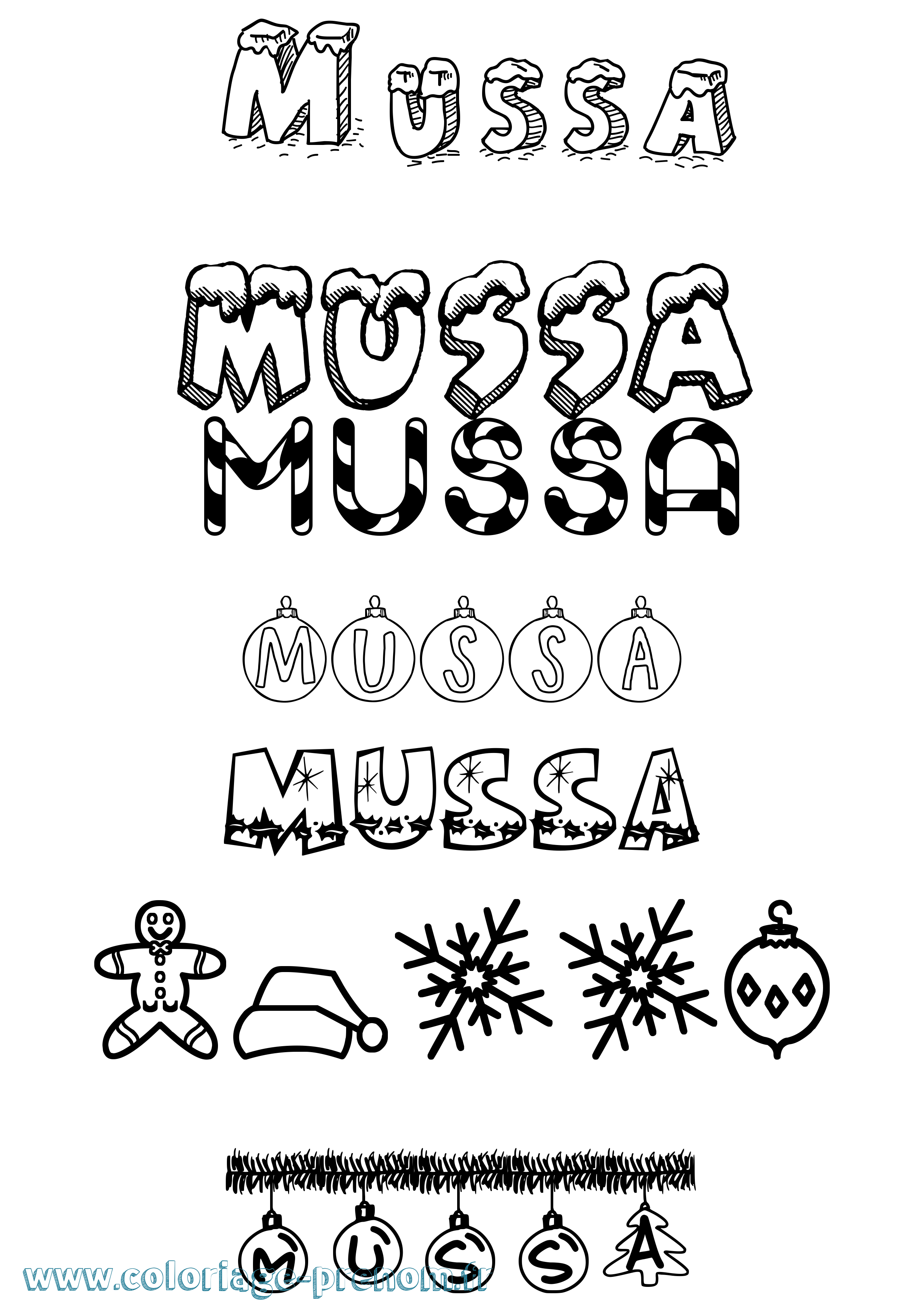Coloriage prénom Mussa Noël