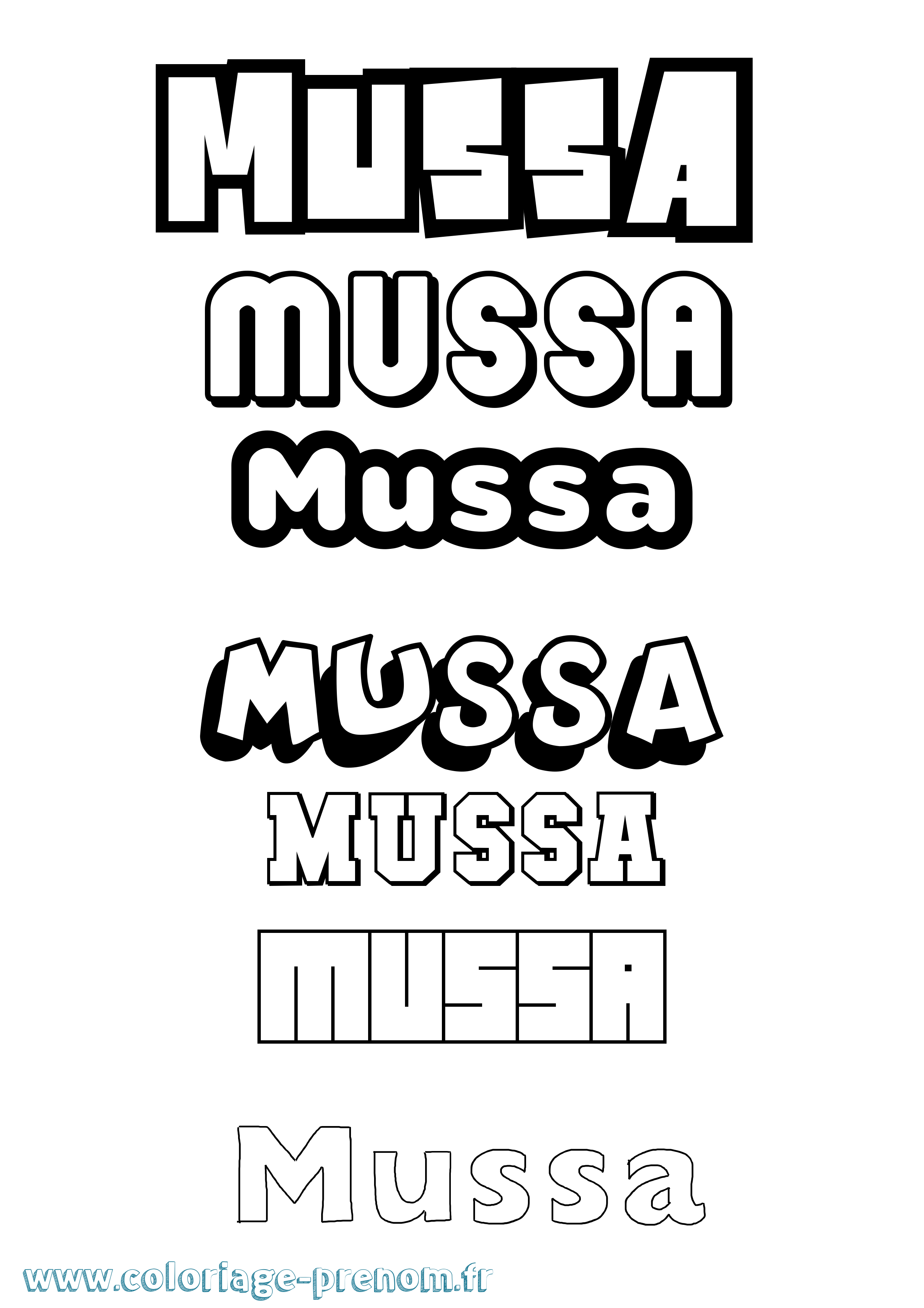 Coloriage prénom Mussa Simple