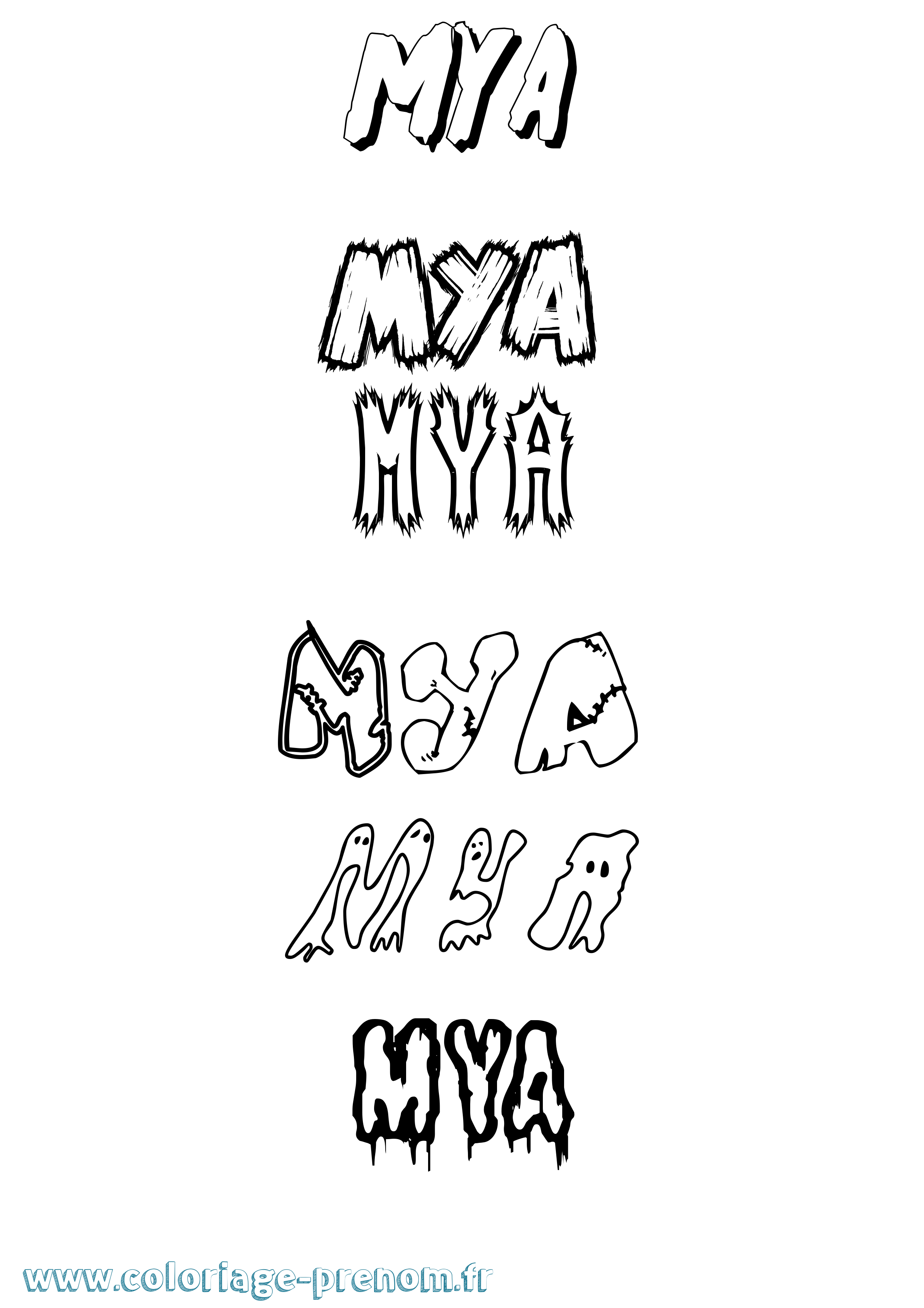Coloriage prénom Mya