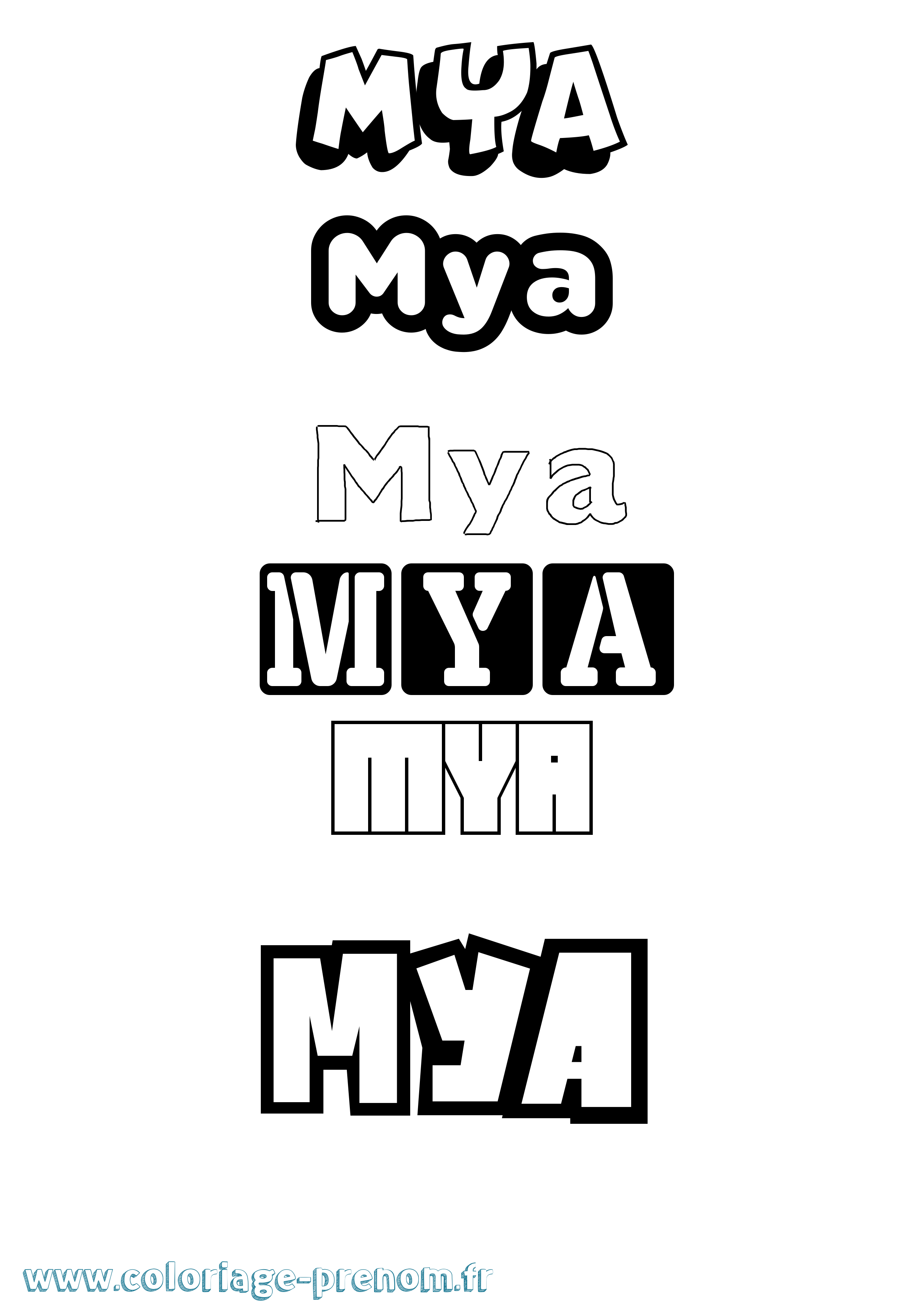 Coloriage prénom Mya