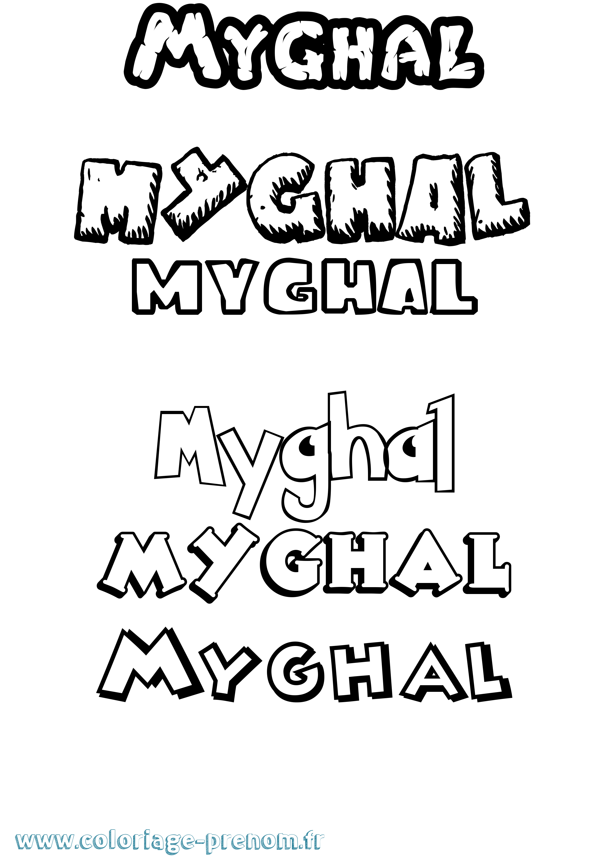 Coloriage prénom Myghal Dessin Animé