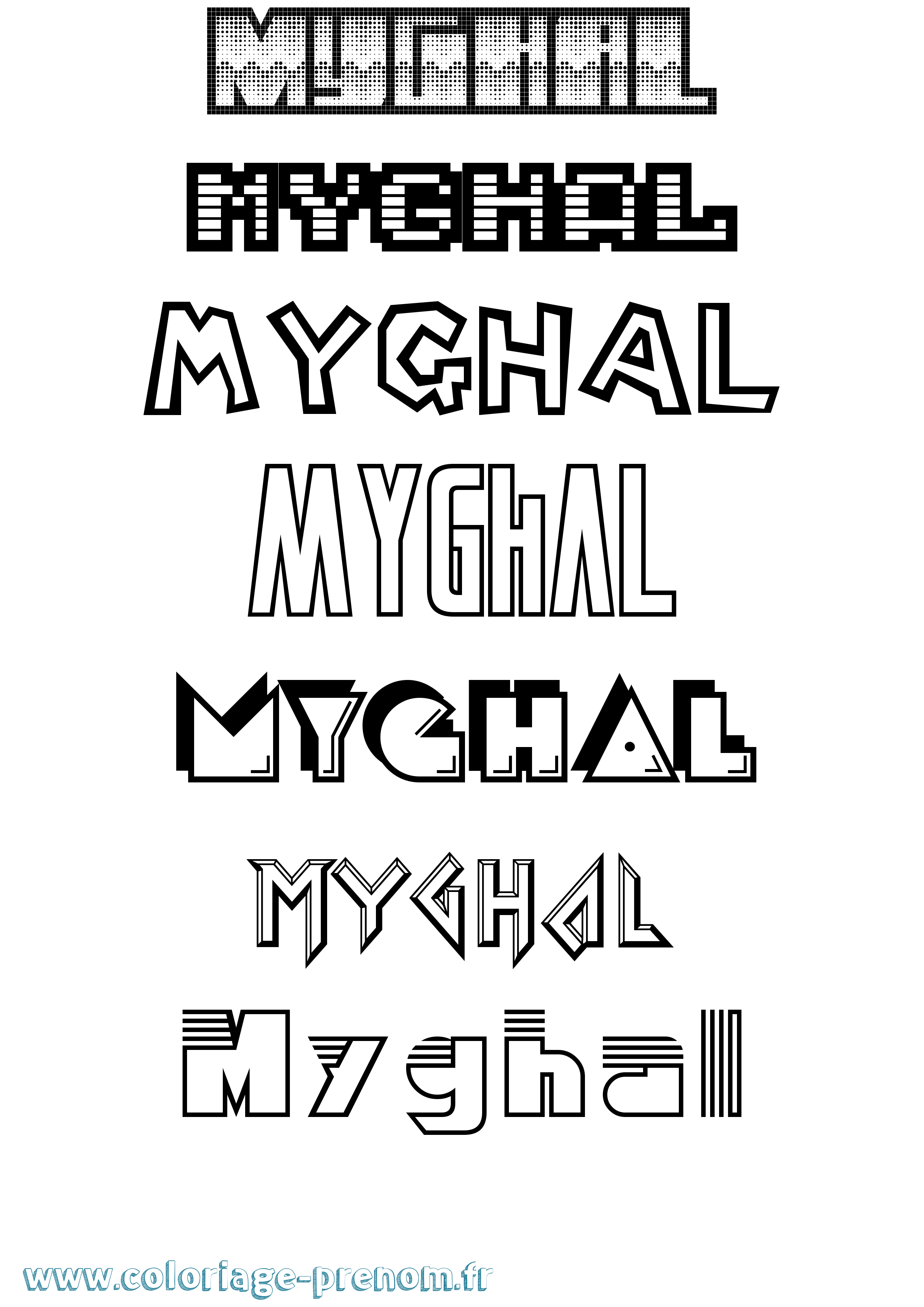 Coloriage prénom Myghal Jeux Vidéos