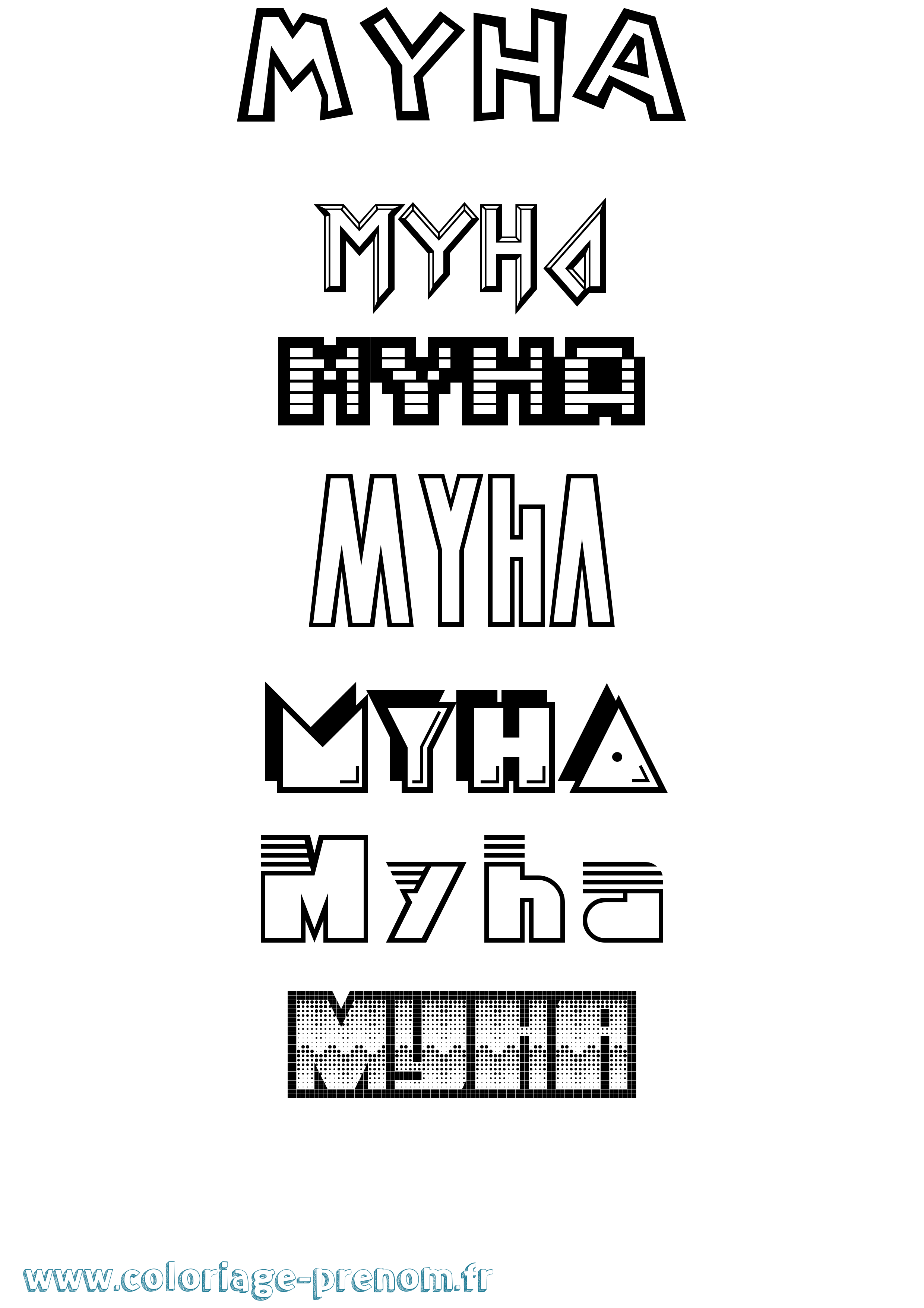 Coloriage prénom Myha Jeux Vidéos
