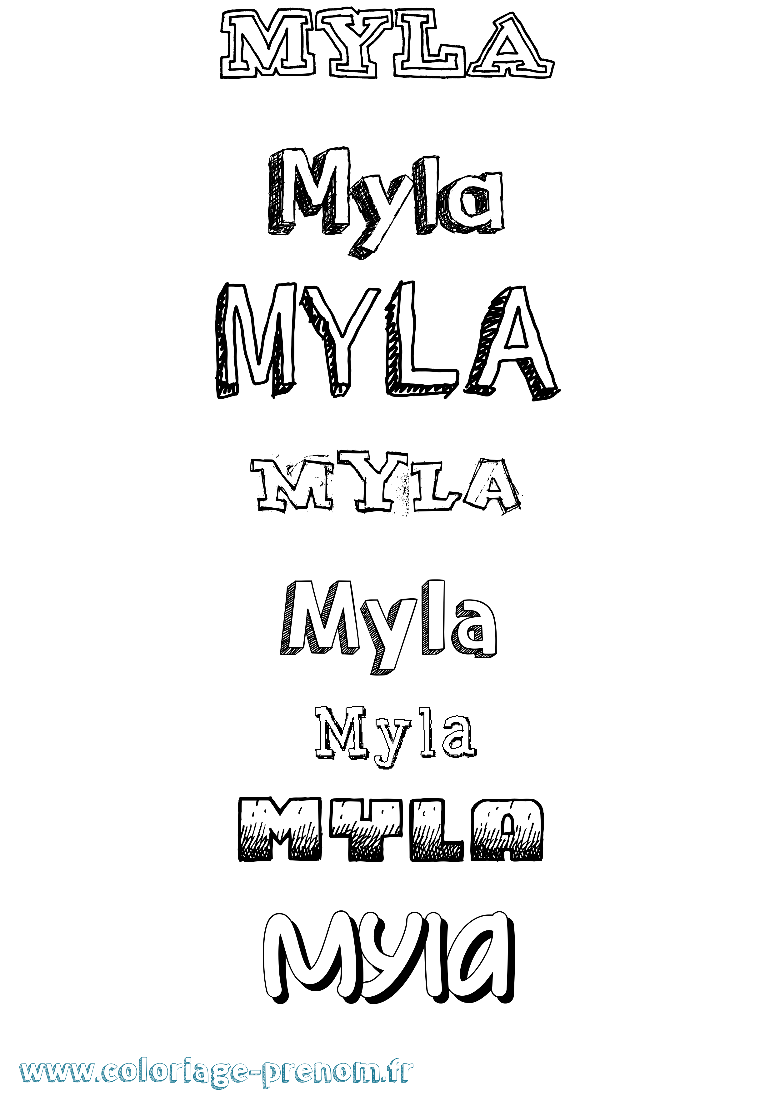 Coloriage prénom Myla