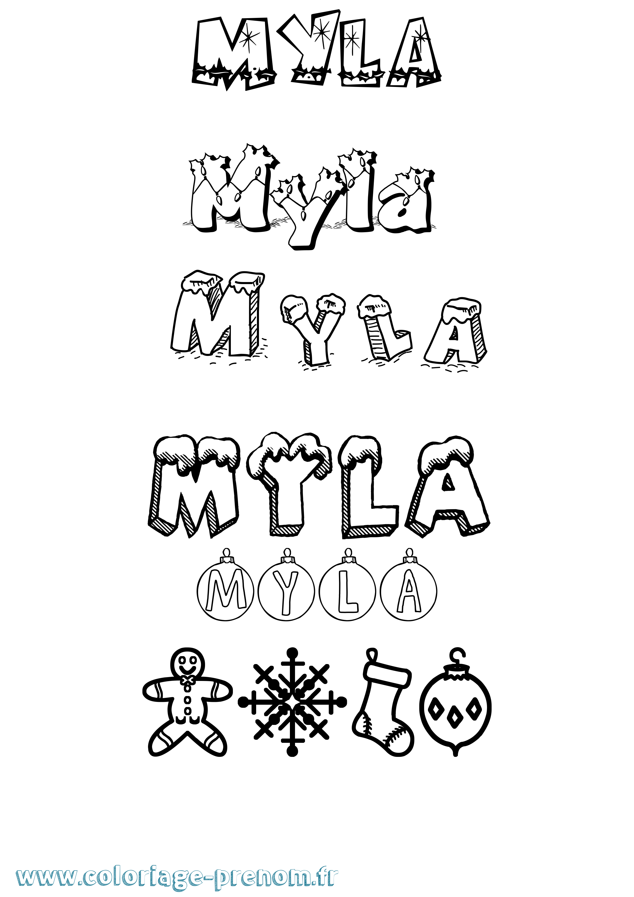 Coloriage prénom Myla