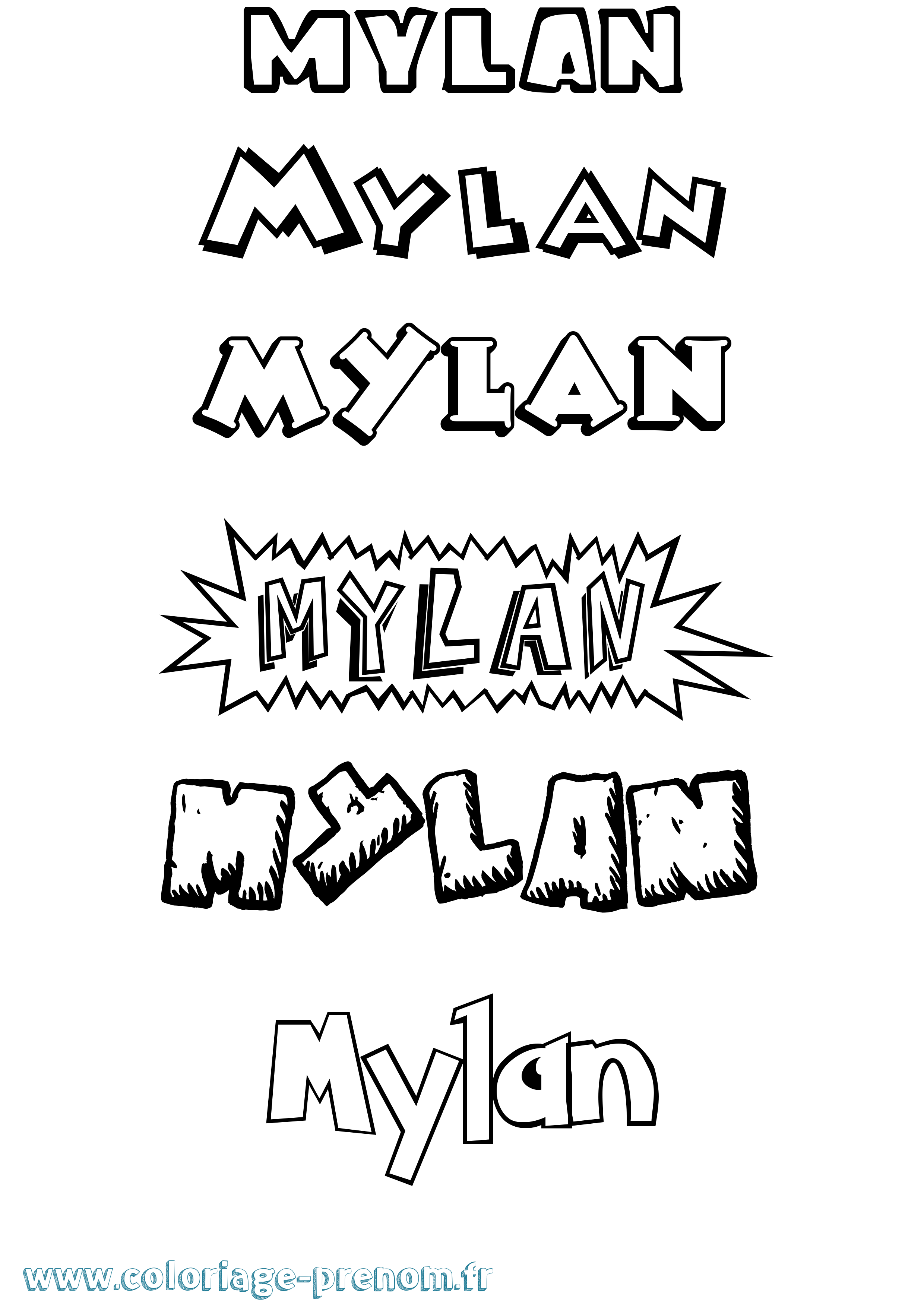 Coloriage prénom Mylan Dessin Animé
