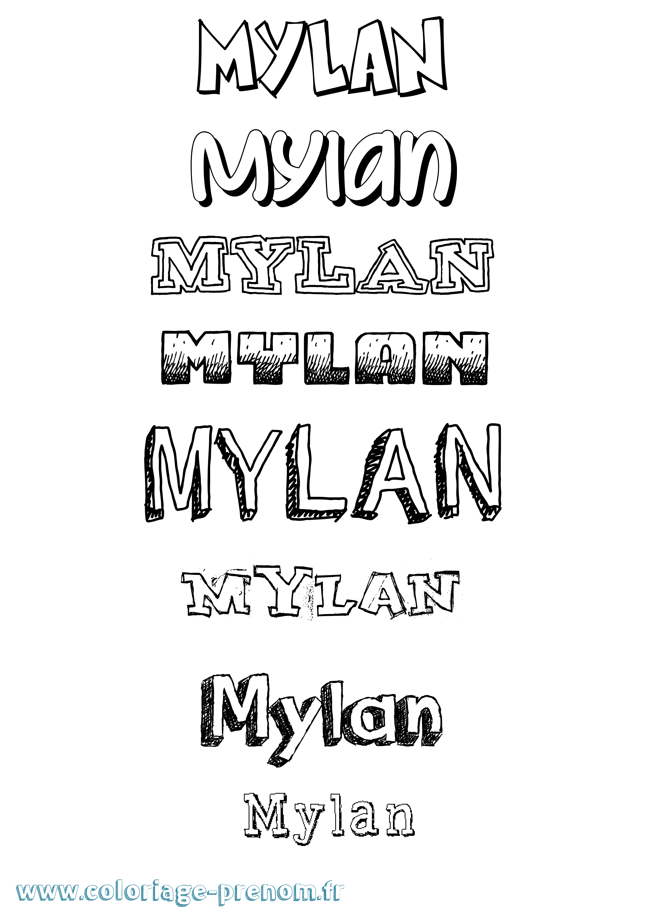 Coloriage prénom Mylan Dessiné