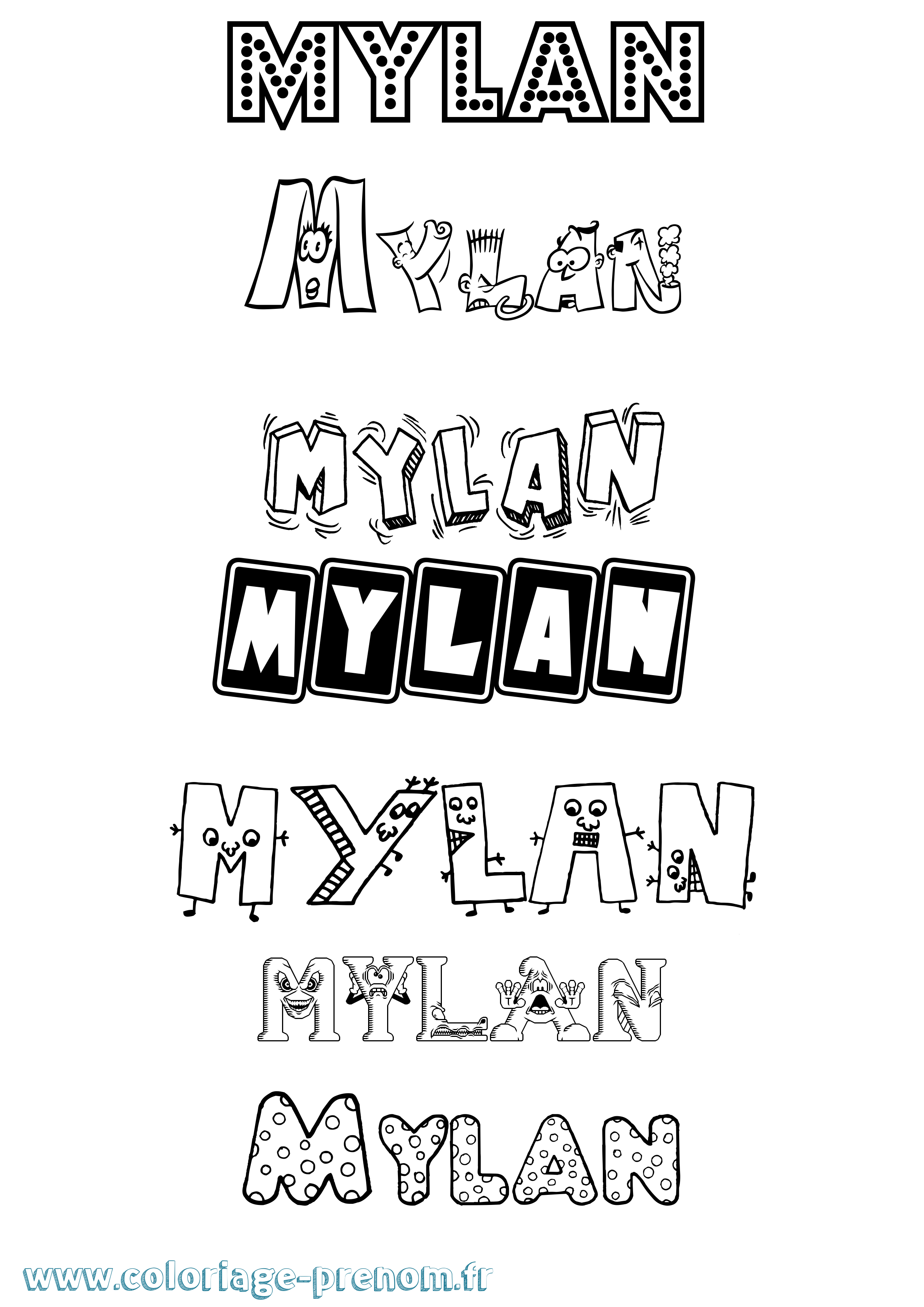 Coloriage prénom Mylan Fun
