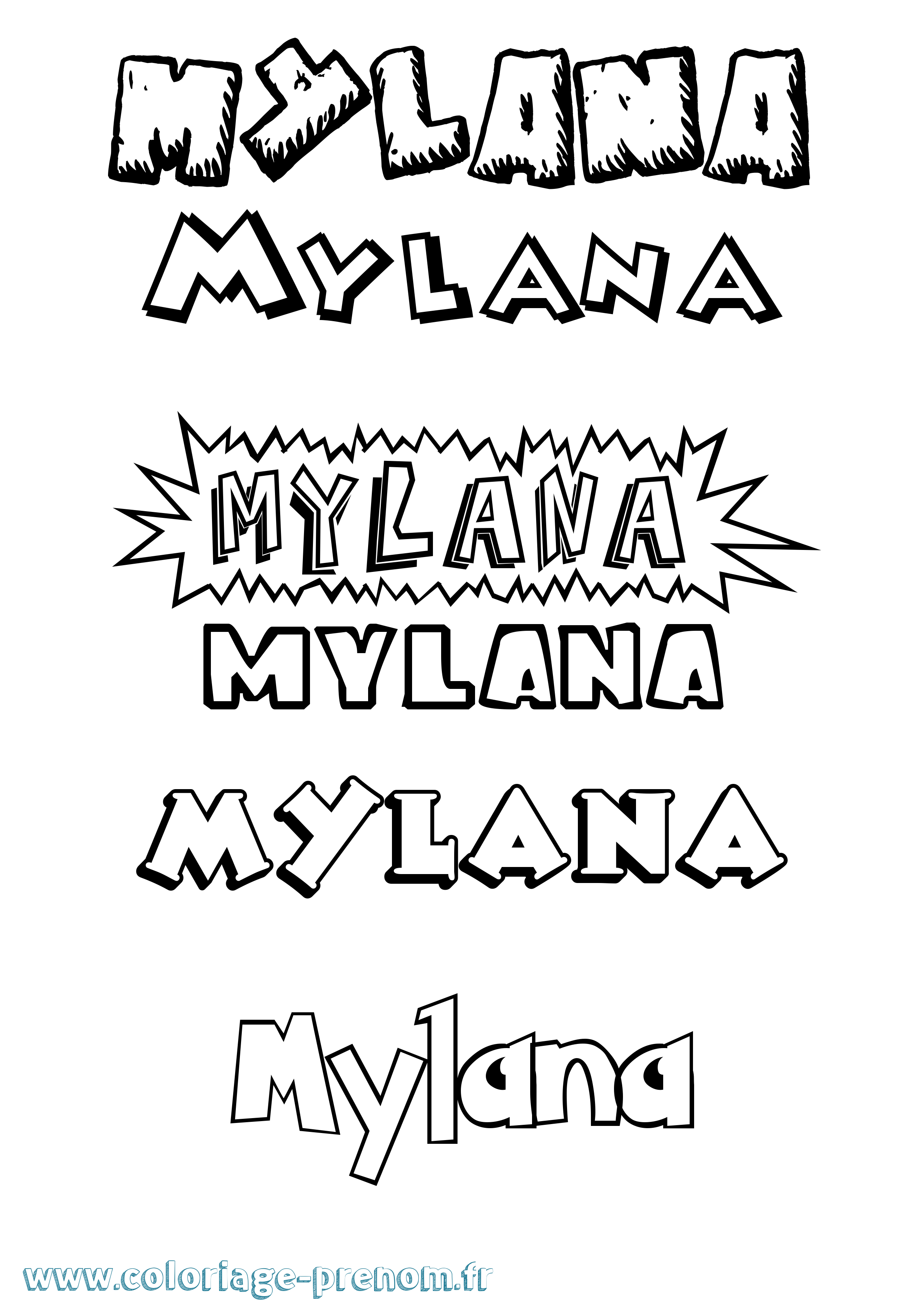 Coloriage prénom Mylana Dessin Animé
