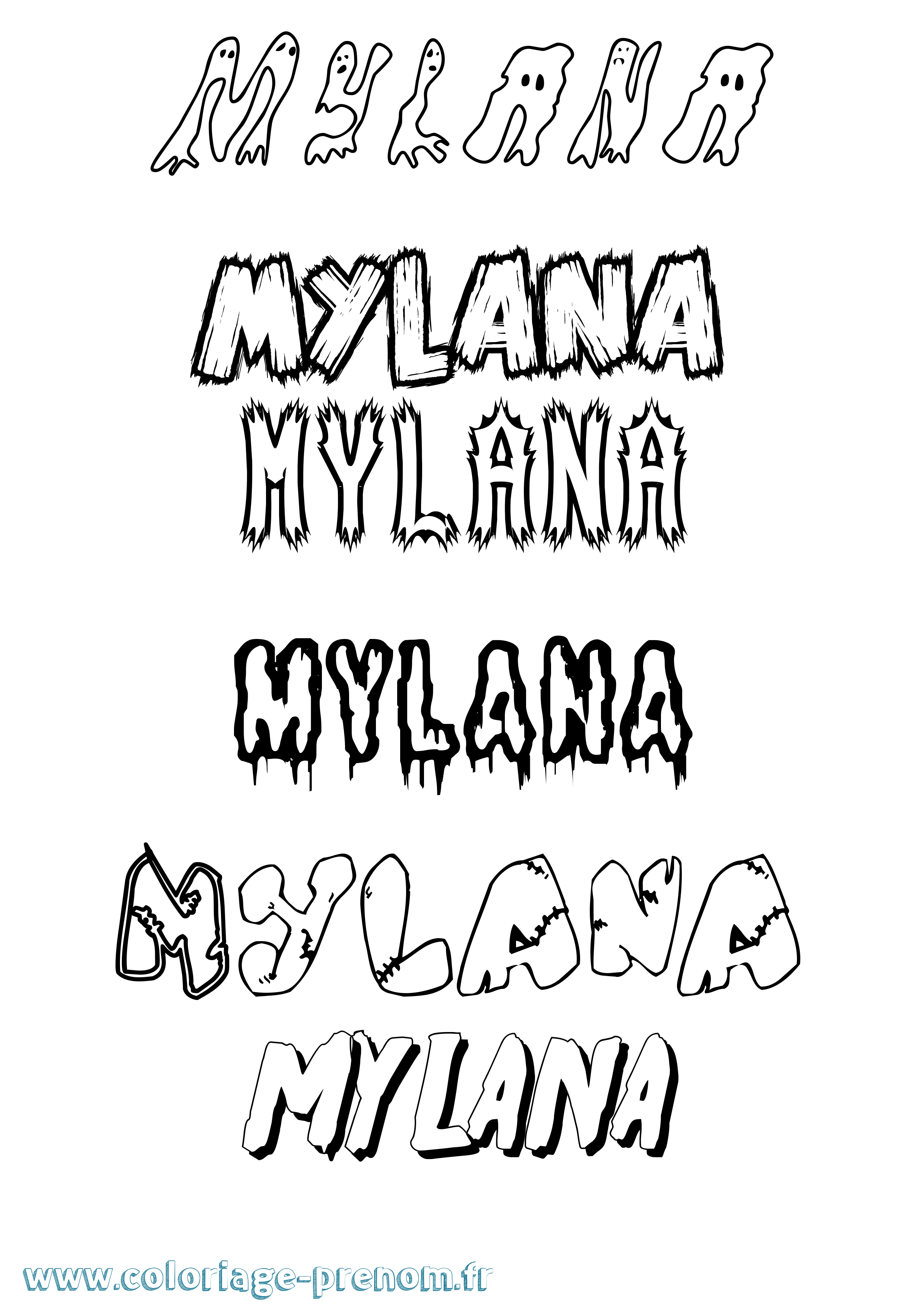 Coloriage prénom Mylana Frisson